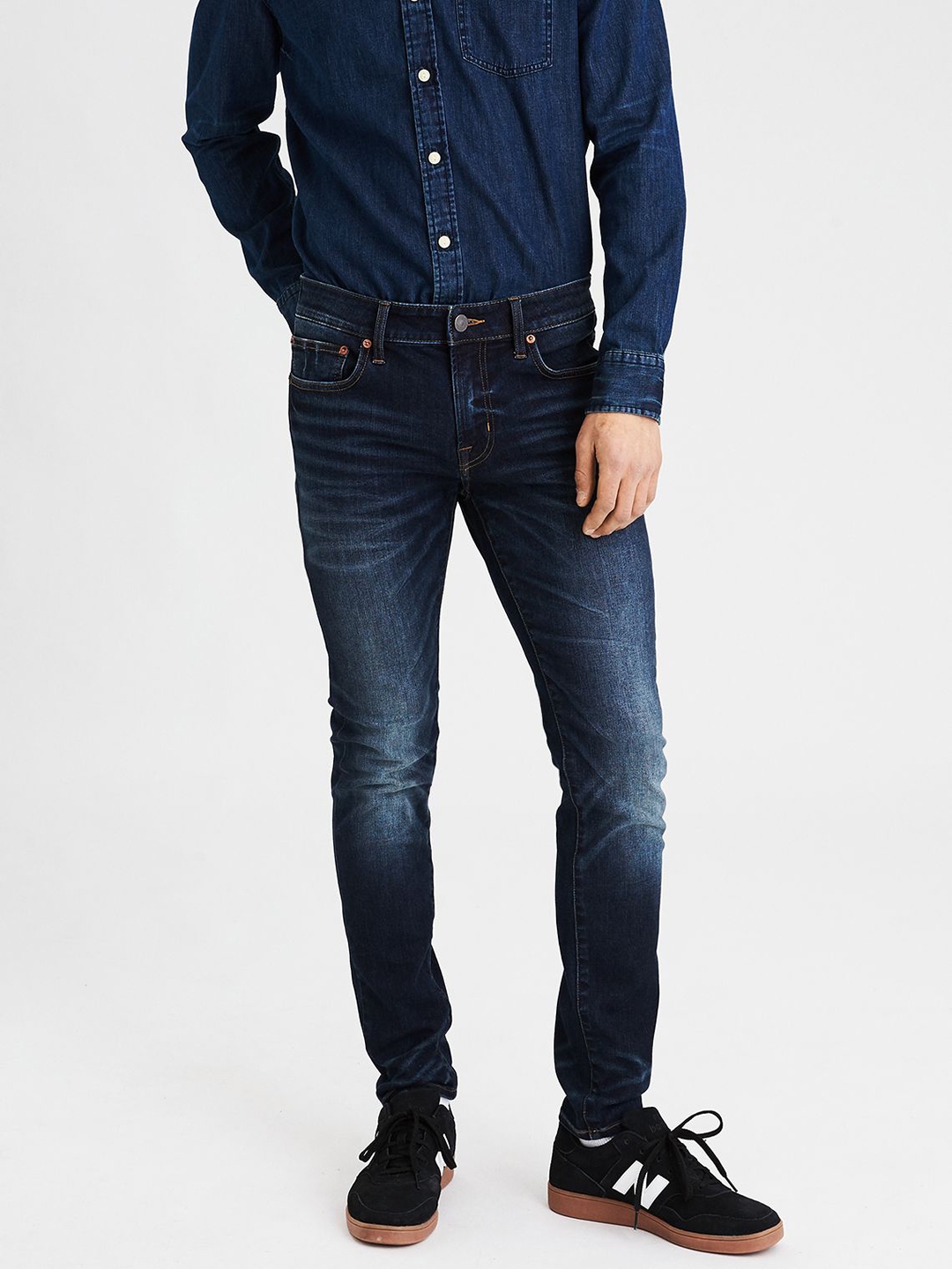 Buy AMERICAN EAGLE OUTFITTERS Men Blue Skinny Fit Mid Rise Clean Look  Stretchable Jeans - Jeans for Men 5392001 | Myntra