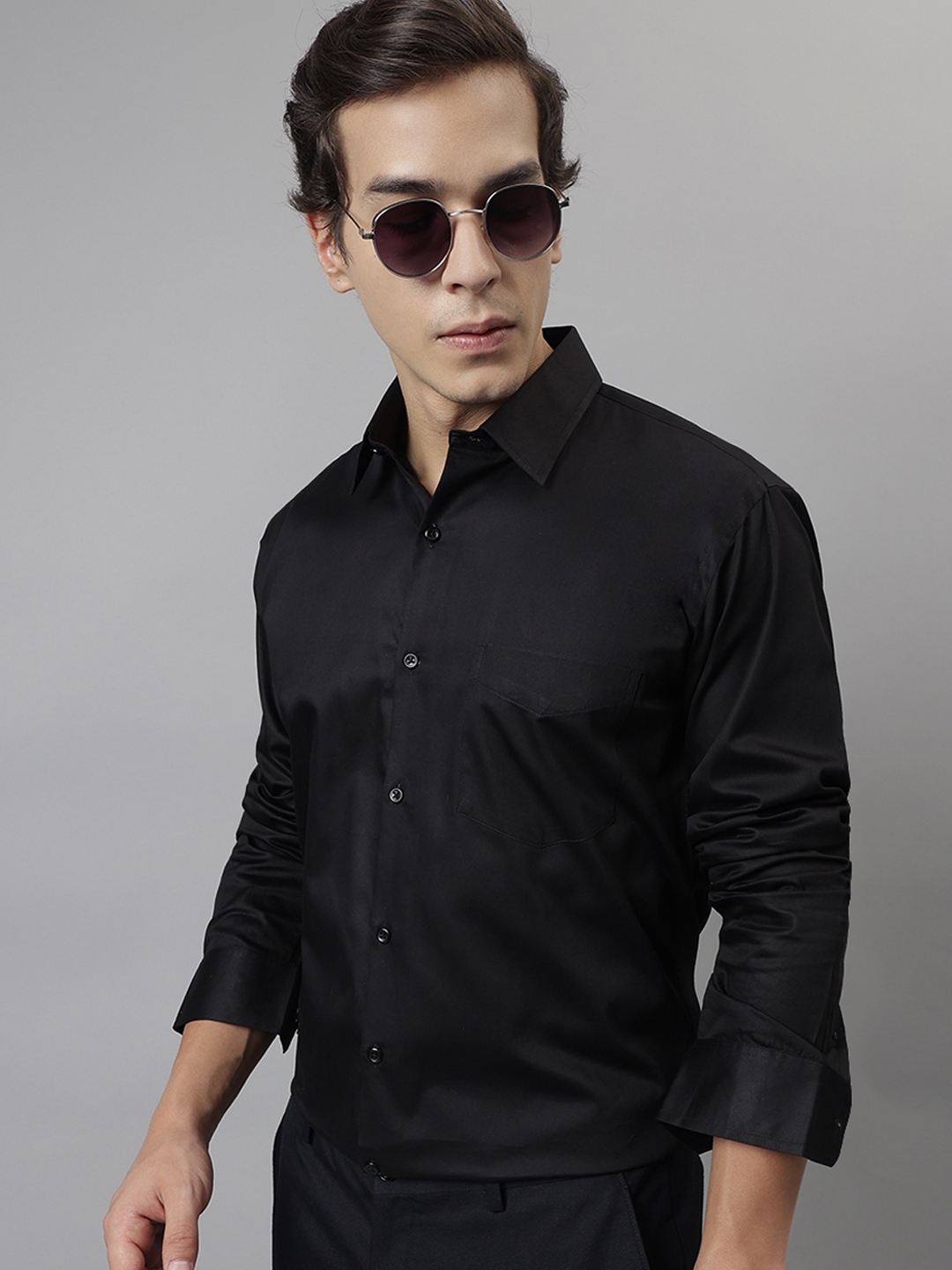 Men's black shop formal dress shirt