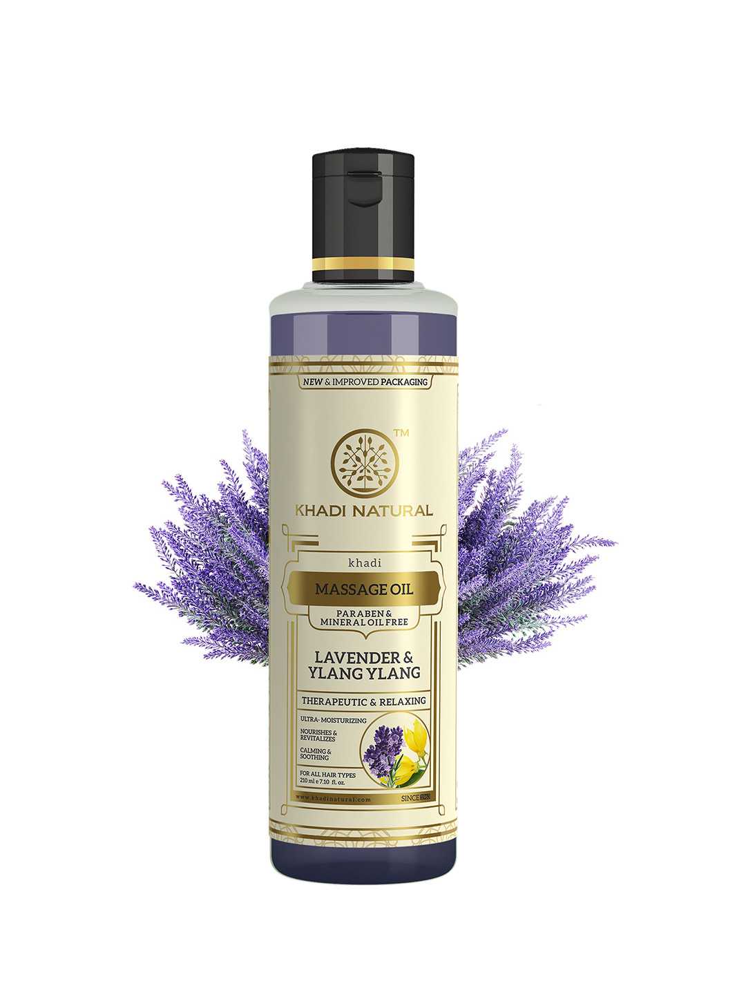 Khadi Natural Lavender Massage Oil to Revitalize Skin - 210ml