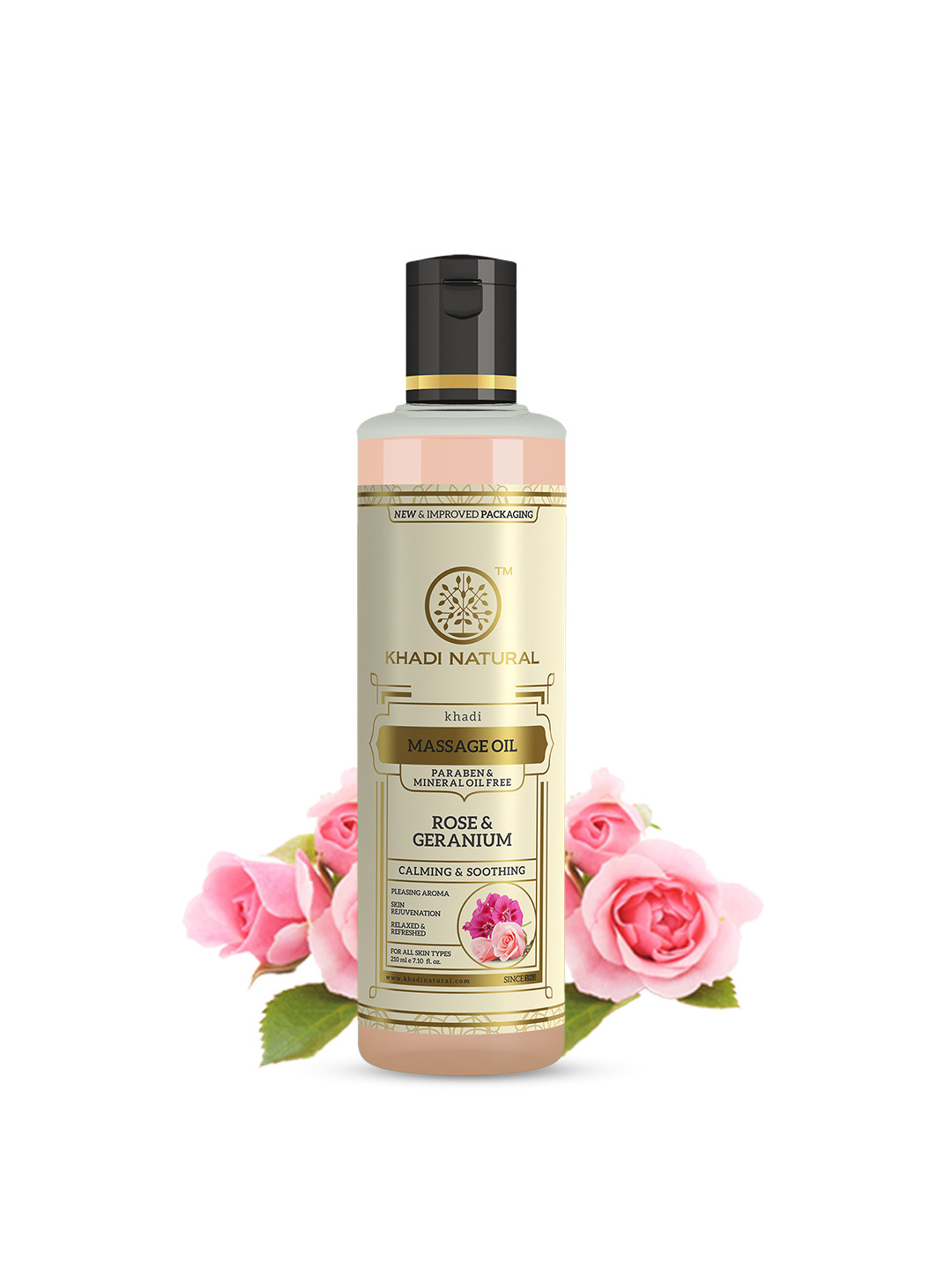 Khadi Natural Rose Geranium Massage Oil to Relax Body - 210ml