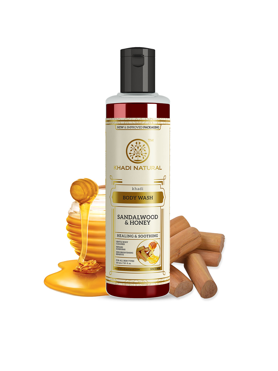 Khadi Natural Sandalwood Honey Body Wash to Soothe Skin - 210ml