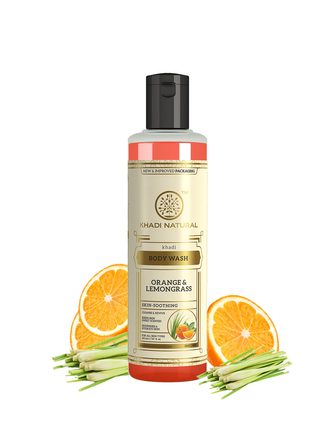Khadi Natural Orange Lemongrass Body Wash for Refreshing Cleanse - 210ml