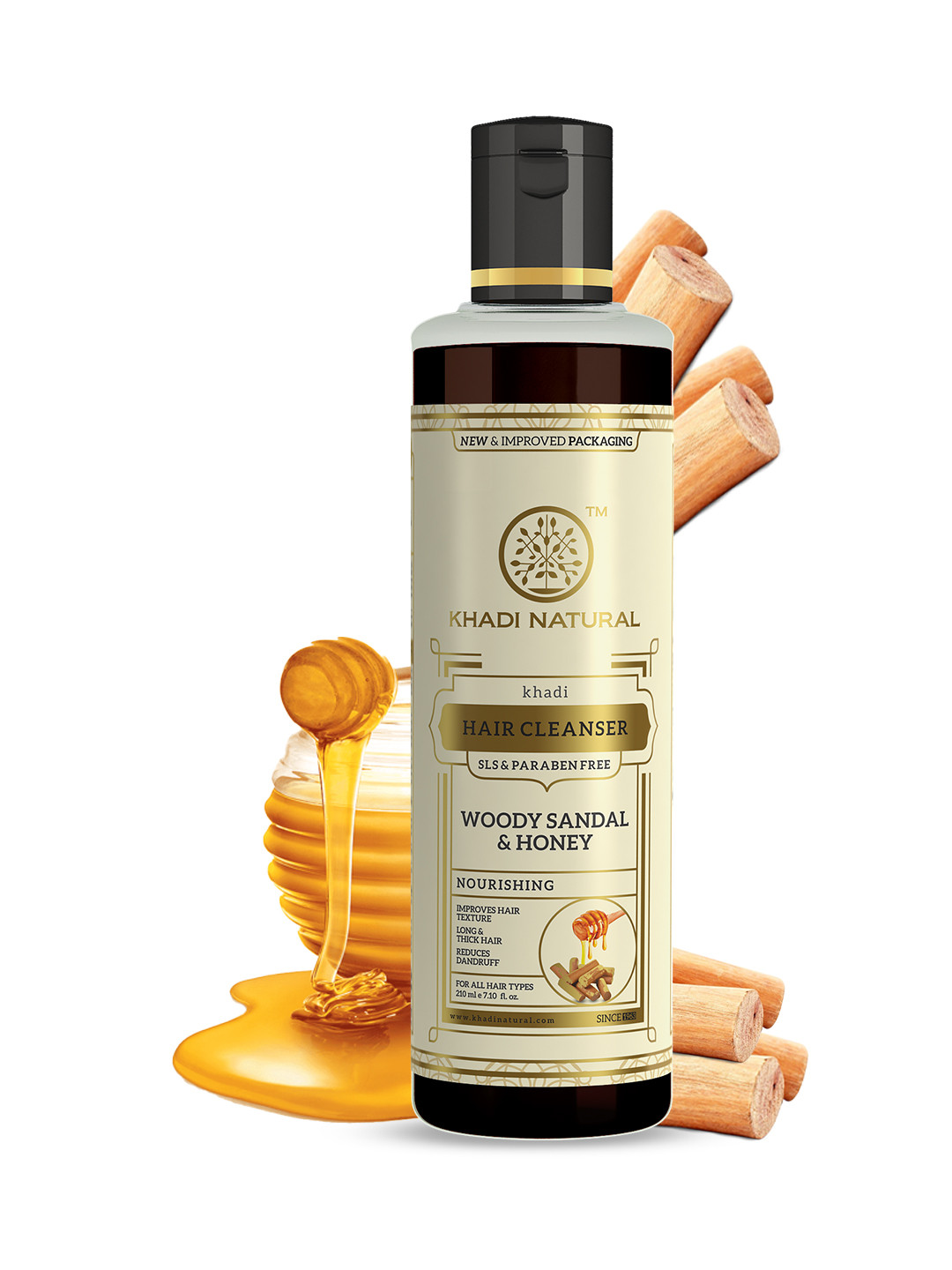 Khadi Natural Woody Sandal Honey Shampoo to Nourish Hair - 210ml