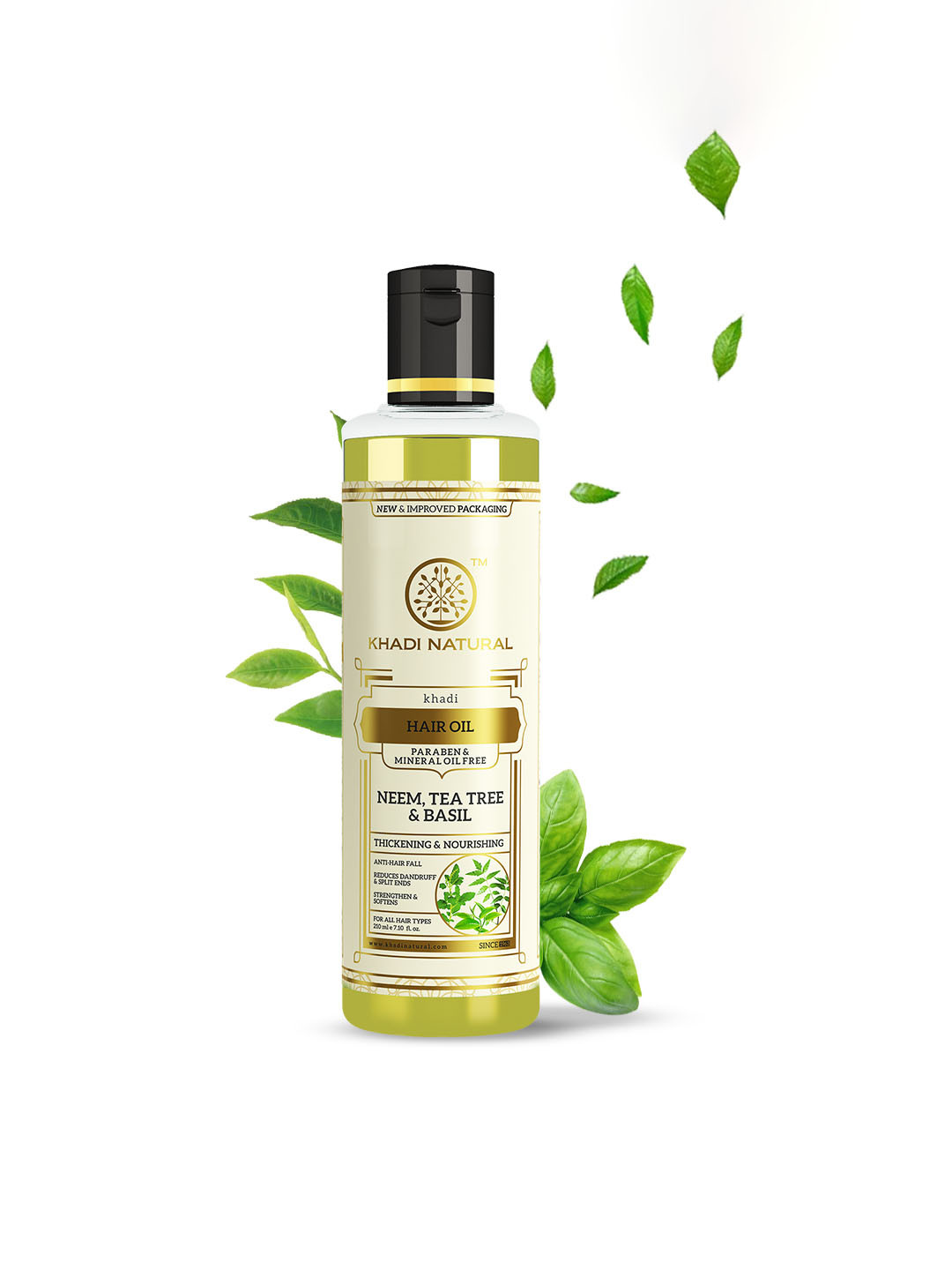 Khadi Natural Neem Tea Tree Basil Hair Oil to Clear Scalp - 210ml
