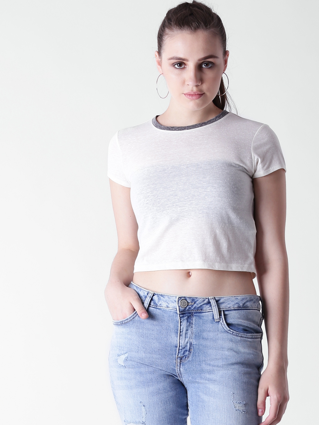 cream cropped t shirt