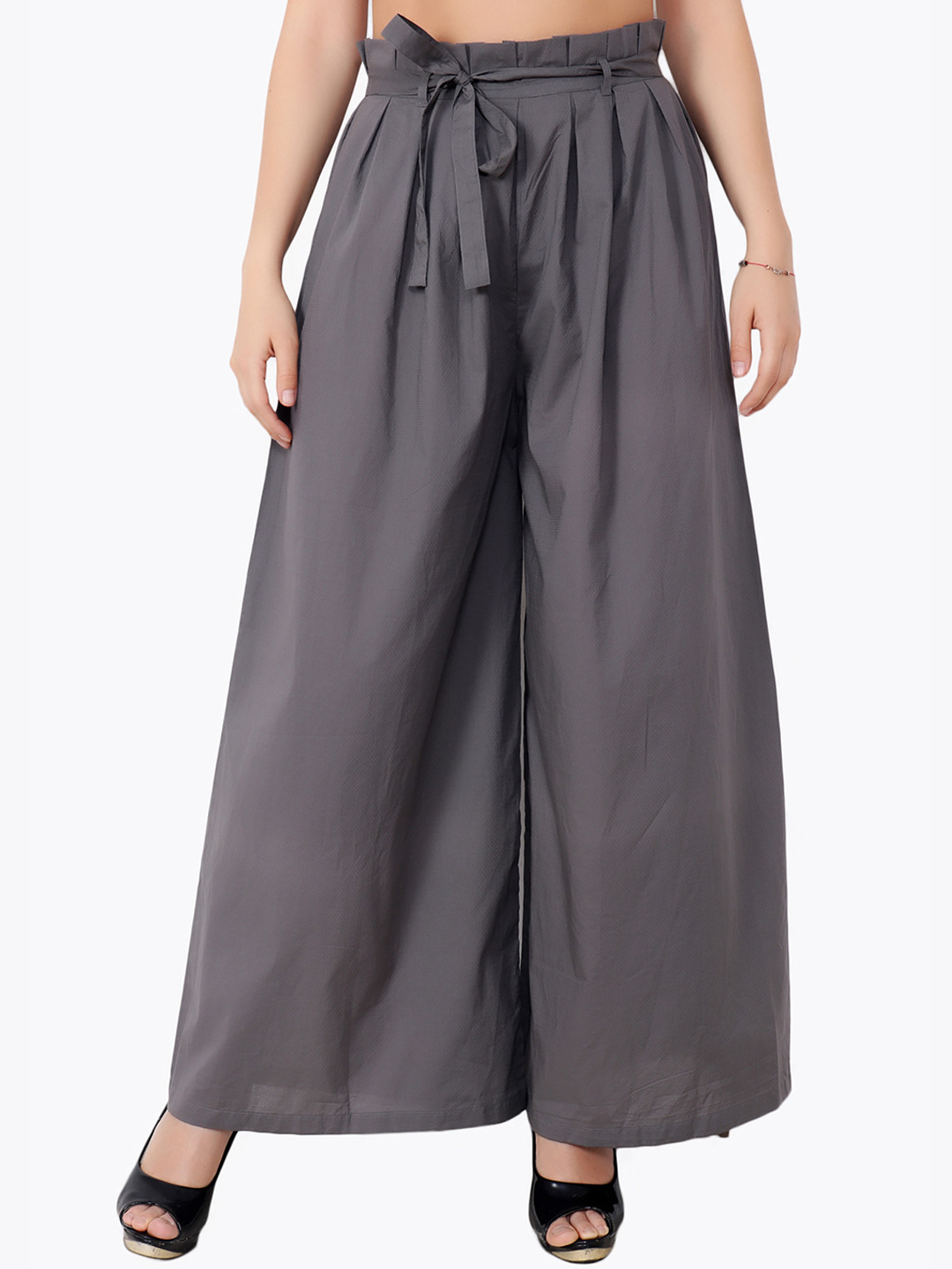 Cation Women Grey Wide Leg Solid Palazzos