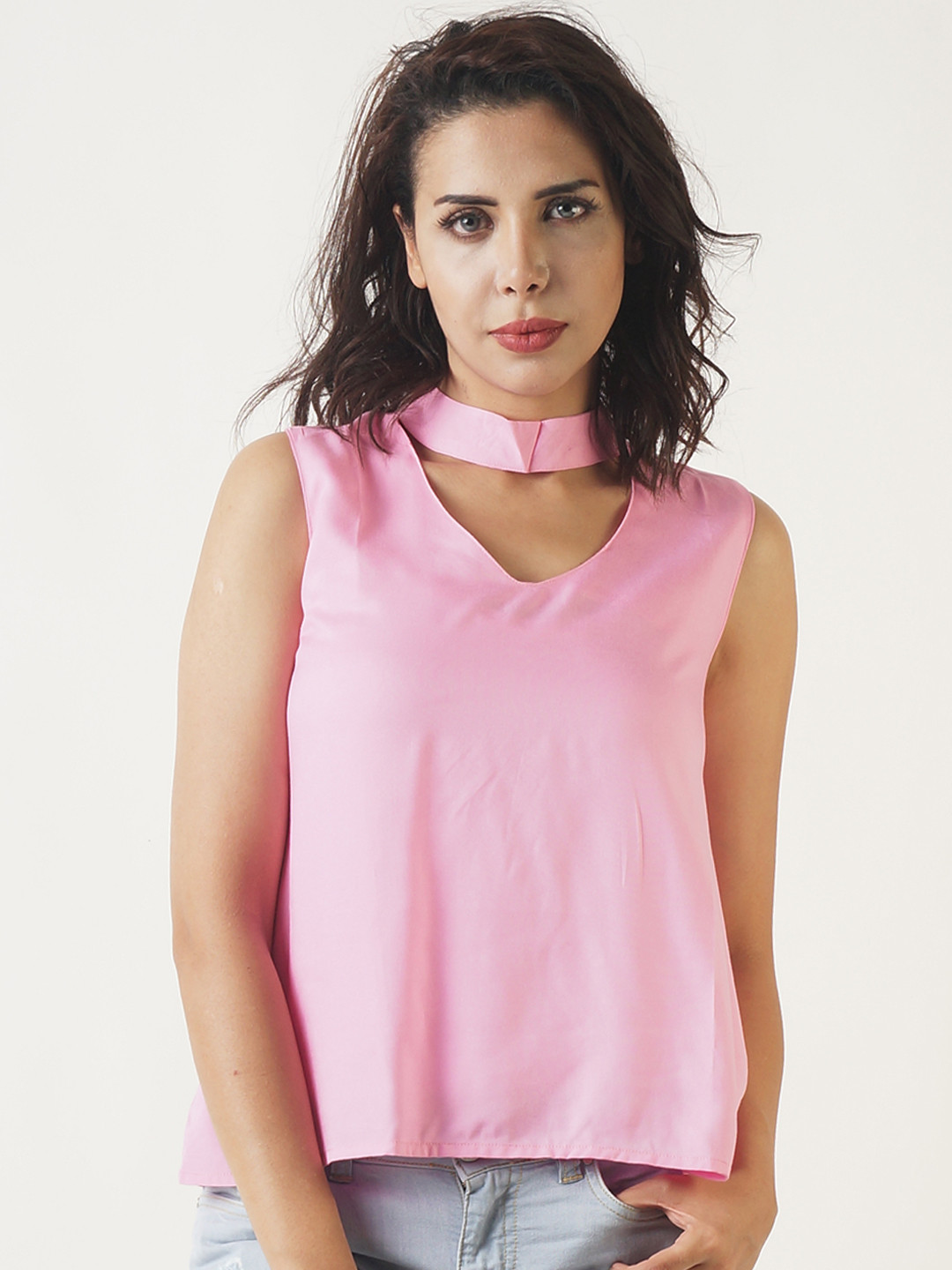 Blue Saint Women Pink Solid A-Line Top