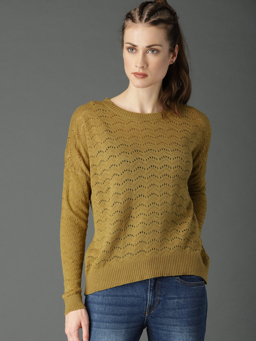 Self Design Pullover Sweater - Sweaters 