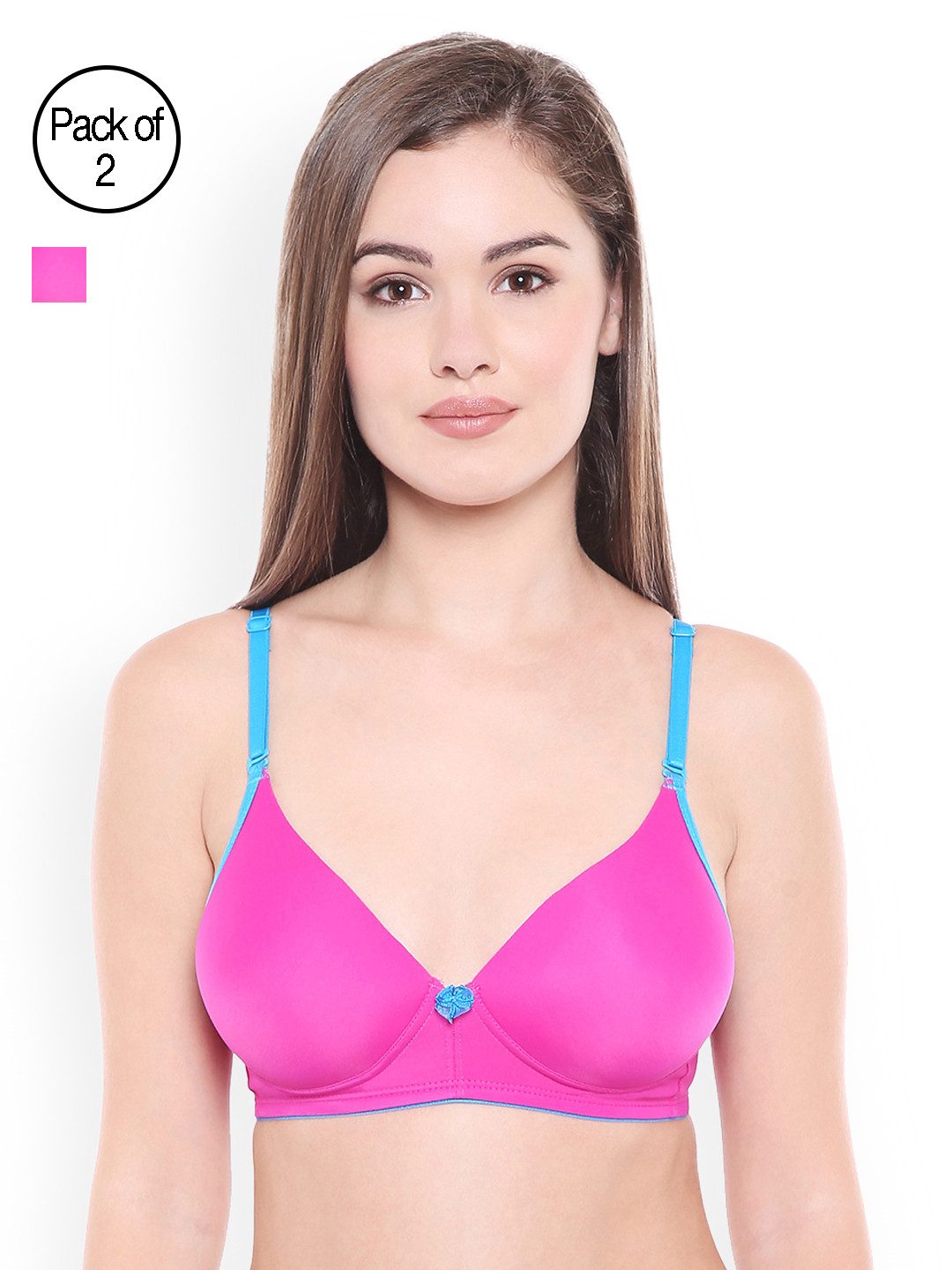 Bodycare Pink Solid Pack of 2 Non-Wired Heavily Padded T-shirt Bra E6568RANI