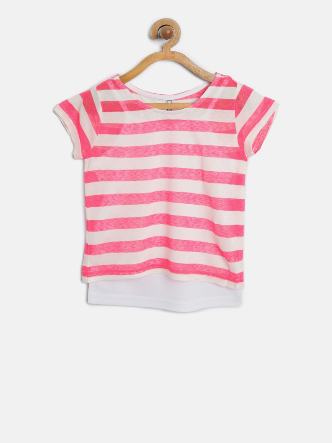 Lee Cooper Girls Pink & White Striped Top