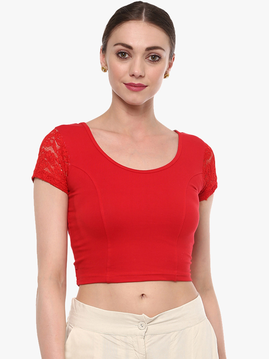 Buy Salwar Studio Women Solid Red Saree Blouse Saree Blouse For