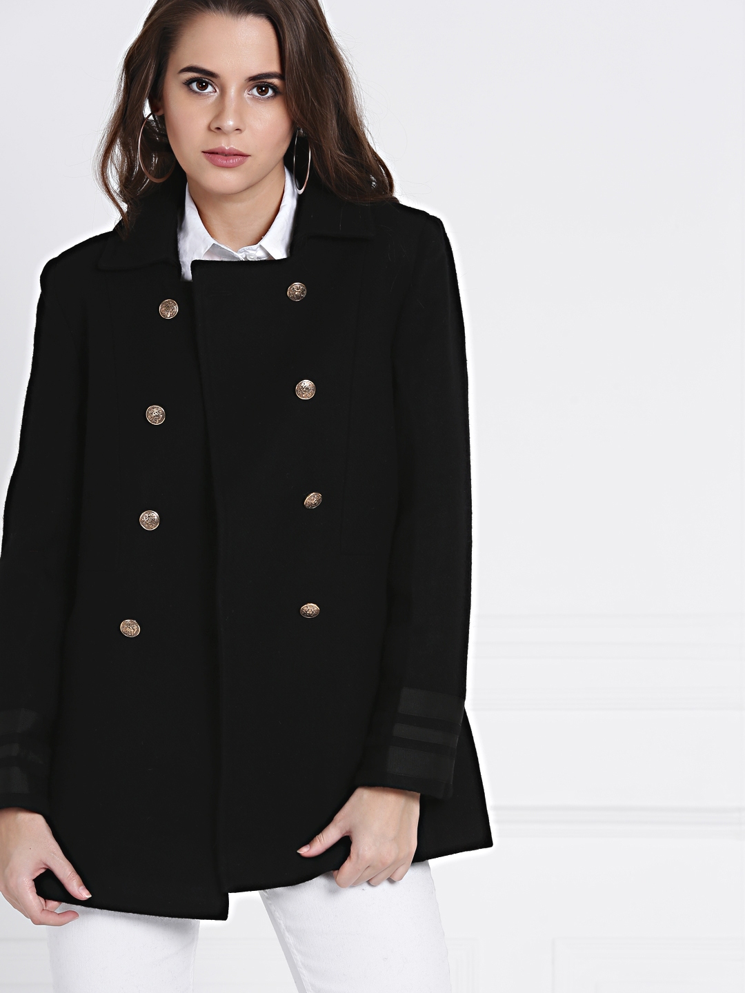 Sale > women's black pea coat > in stock