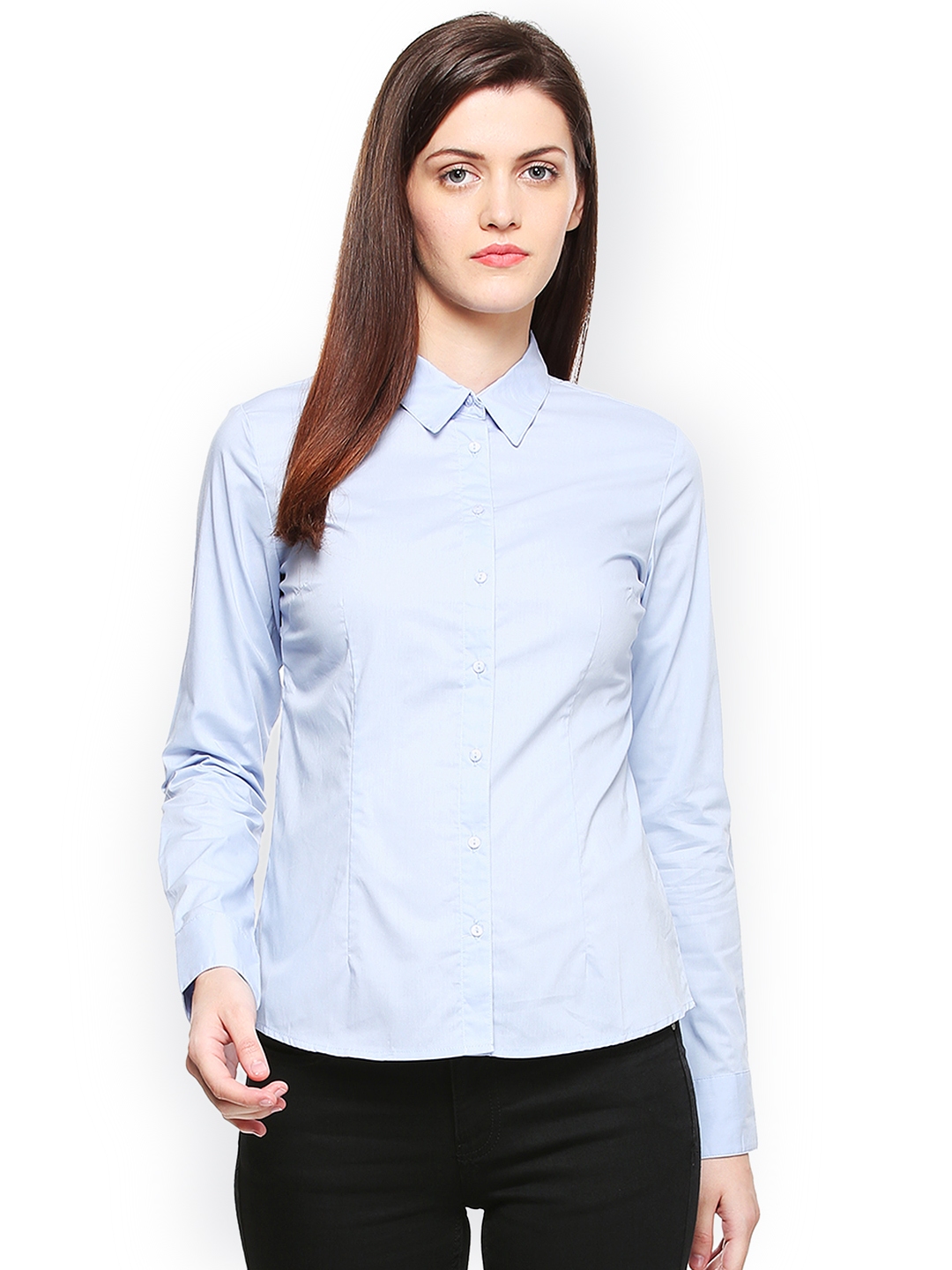 Van heusen women's solid formal shirt discount