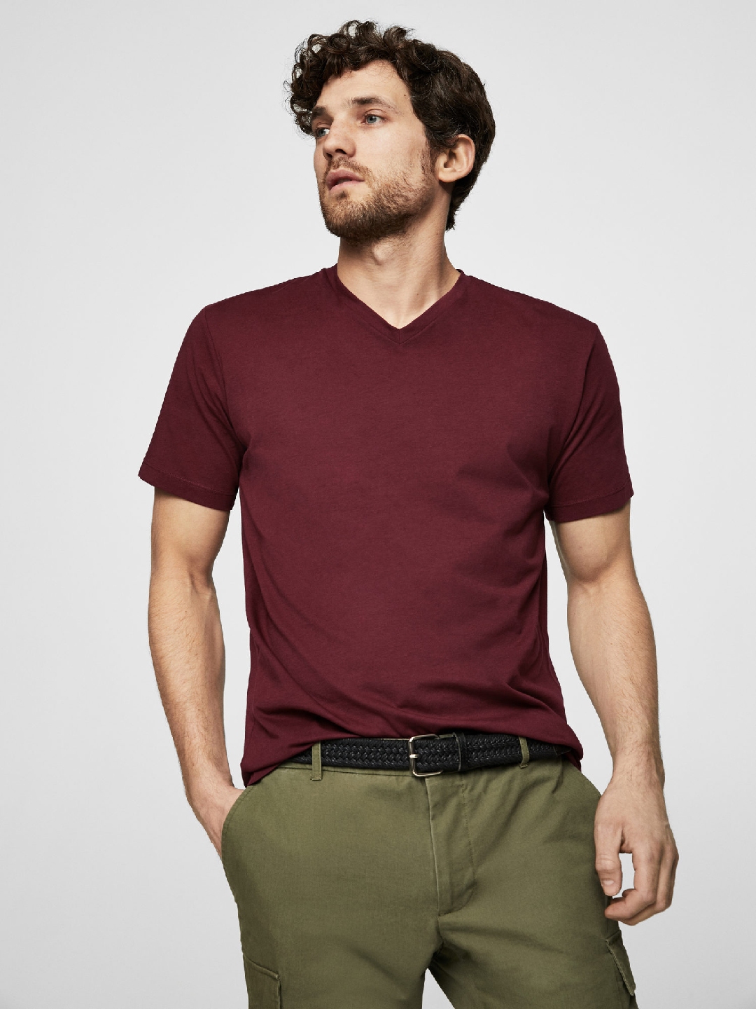 burgundy t shirt mens