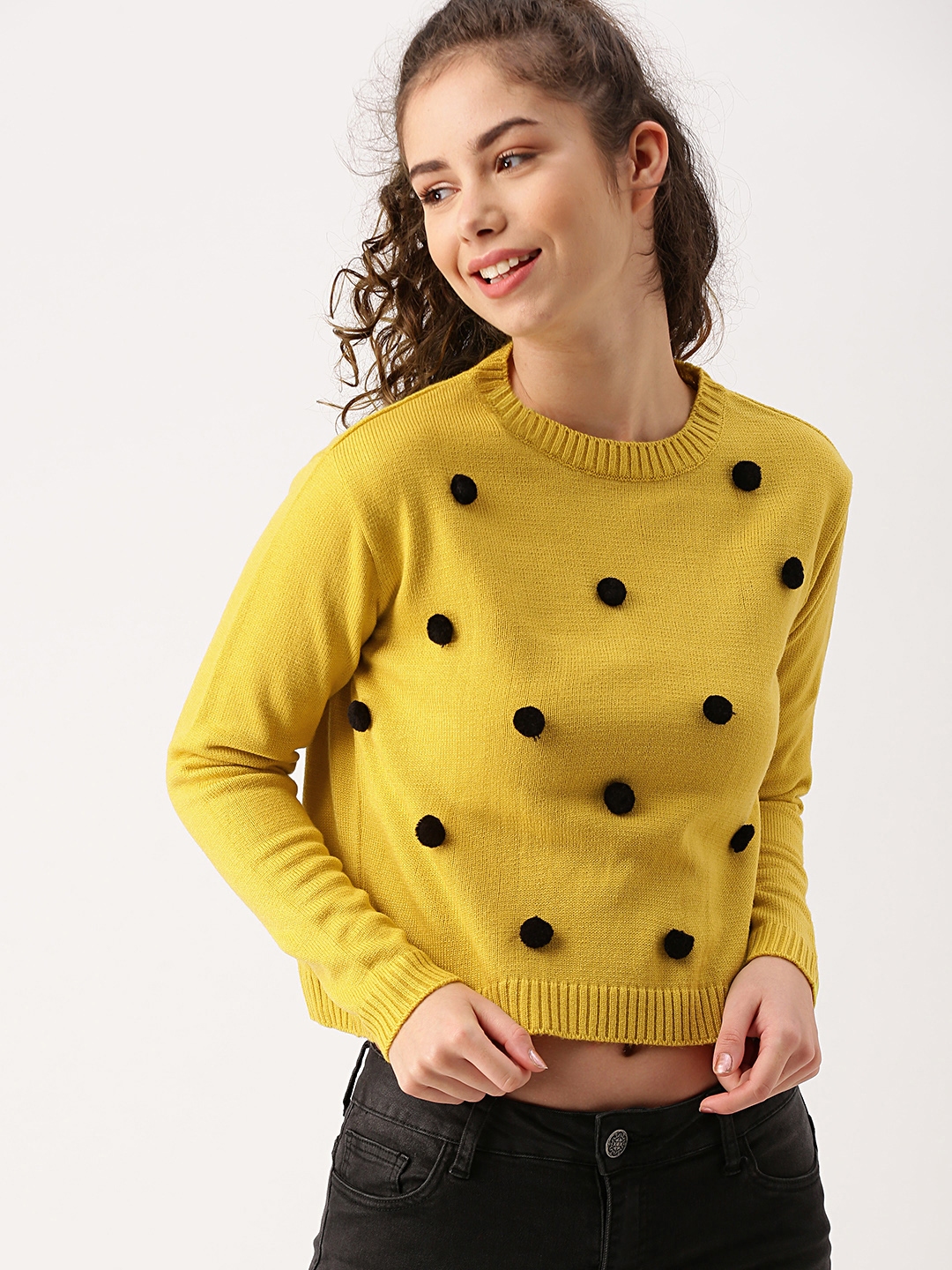 Buy DressBerry Women Mustard Solid Pullover - Sweaters for Women