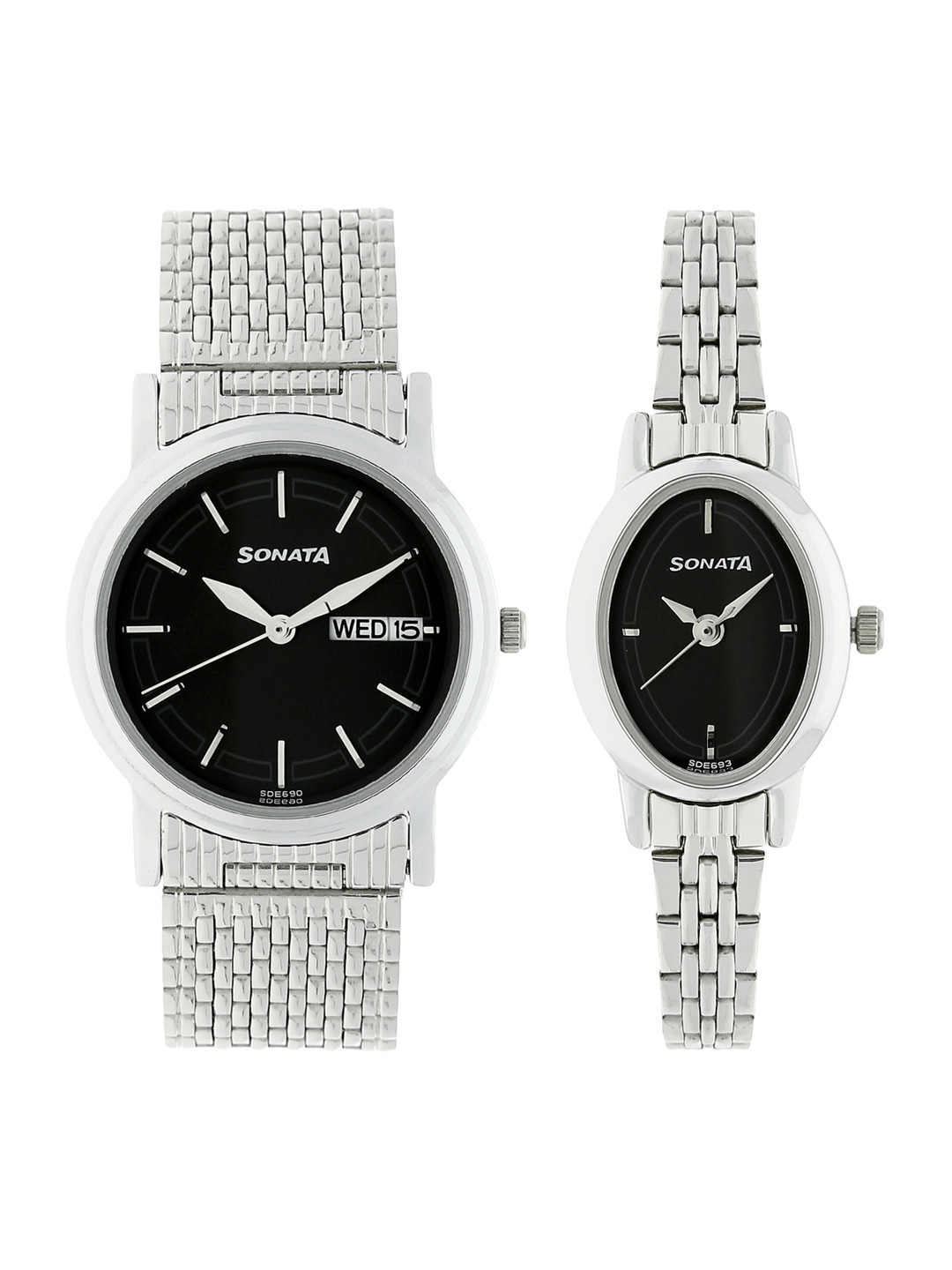 Sonata Men Black  His & Her  Analogue Watch Gift Set  NK11418100SM01