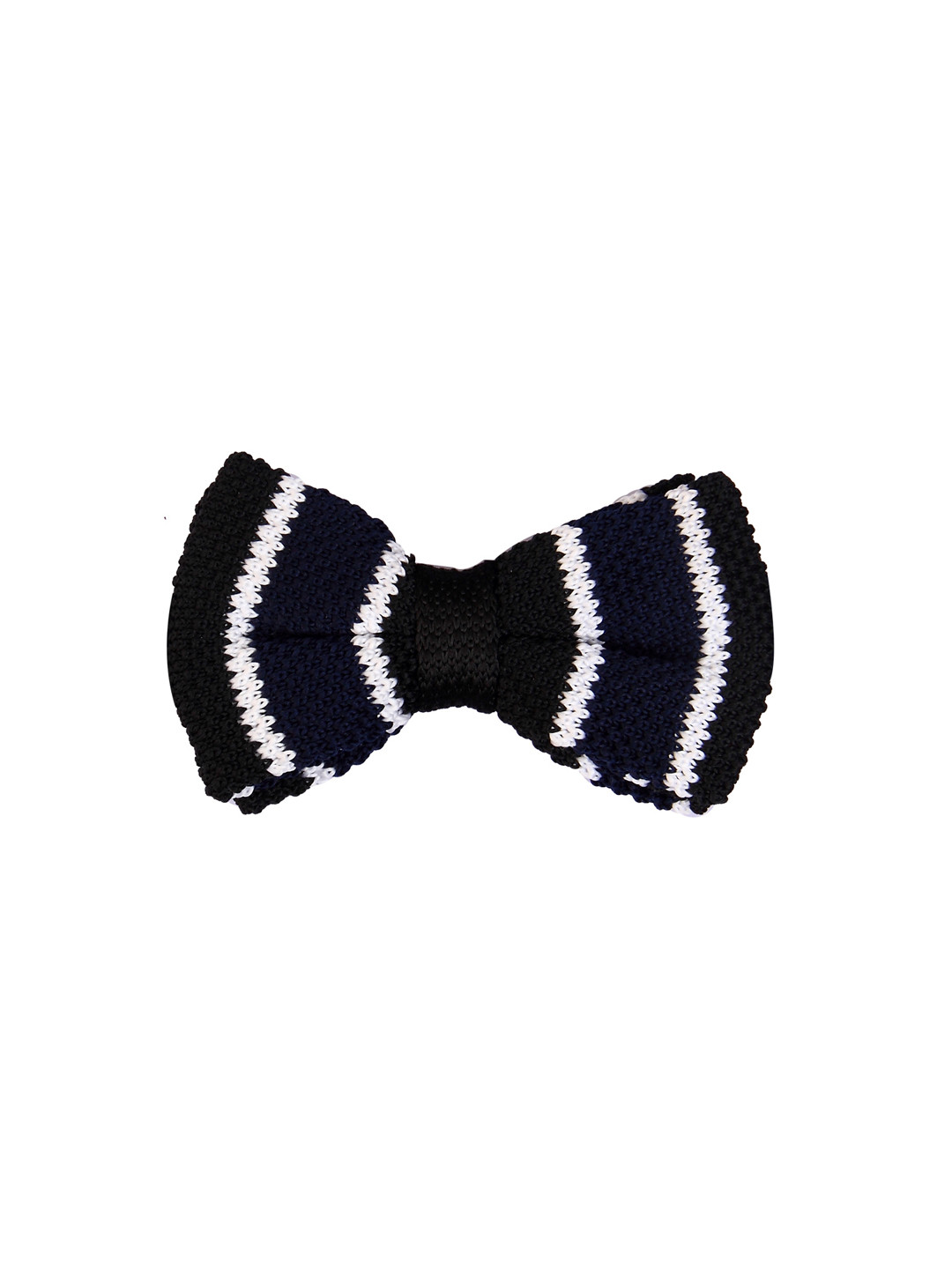 Tossido Navy Blue & Black Woven Design Bow Tie