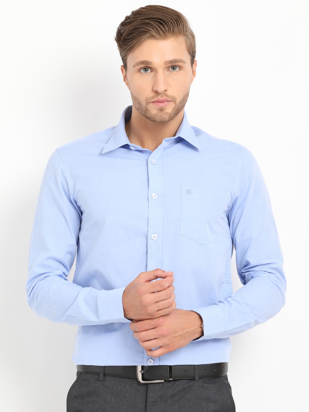 Buy Classic Polo Men Blue Slim Fit Solid Formal Shirt Shirts for Men 5617008 Myntra