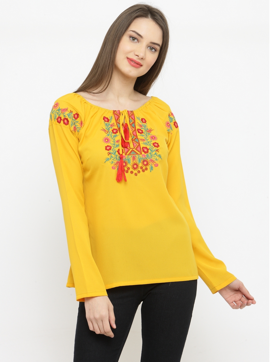 yellow tops myntra