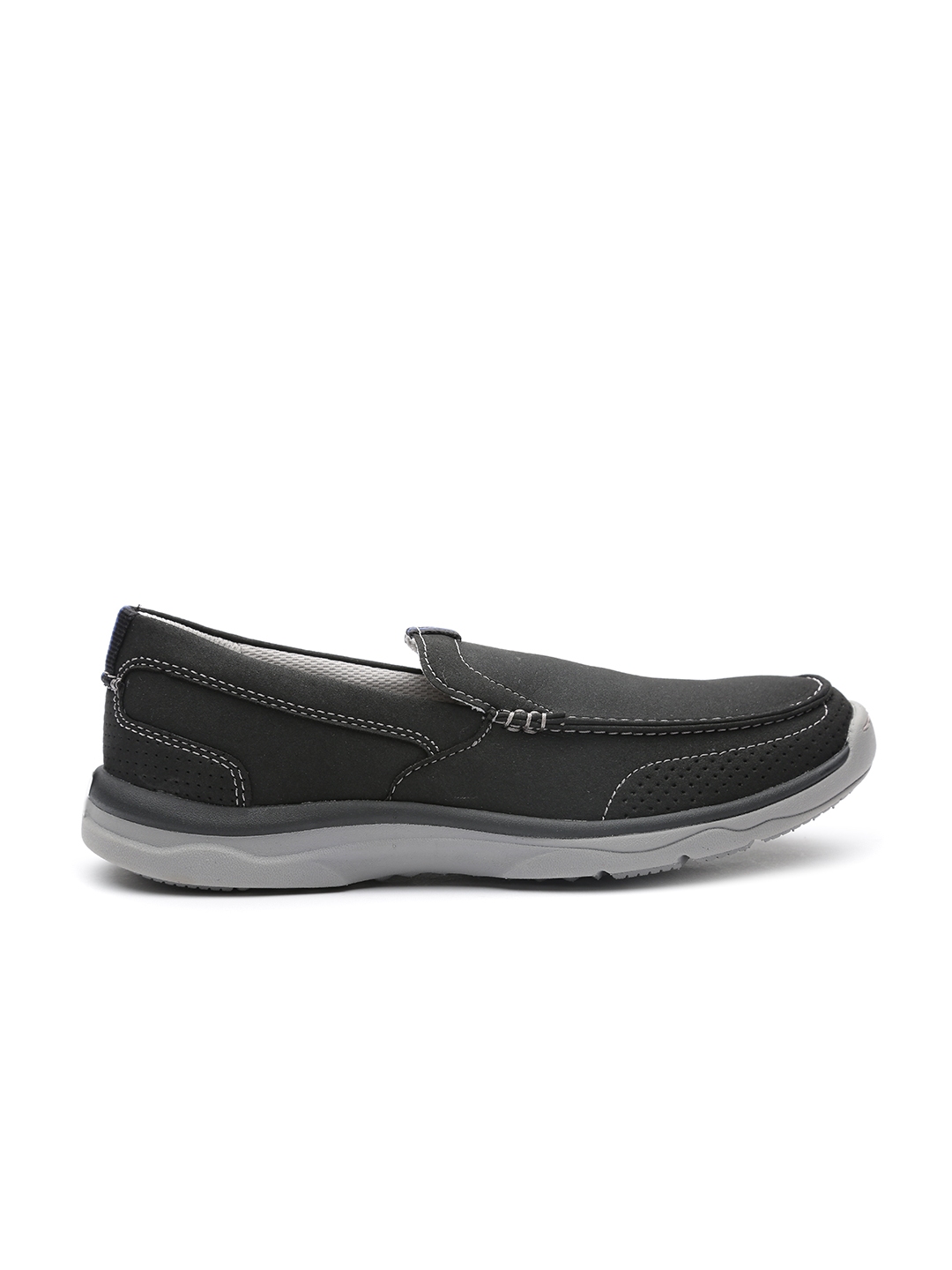 clarks mens black slip on shoes