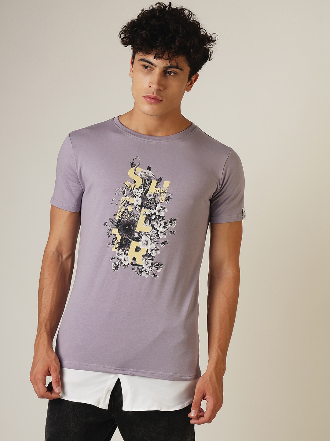 Buy SHELTR Men Lavender Printed Round 