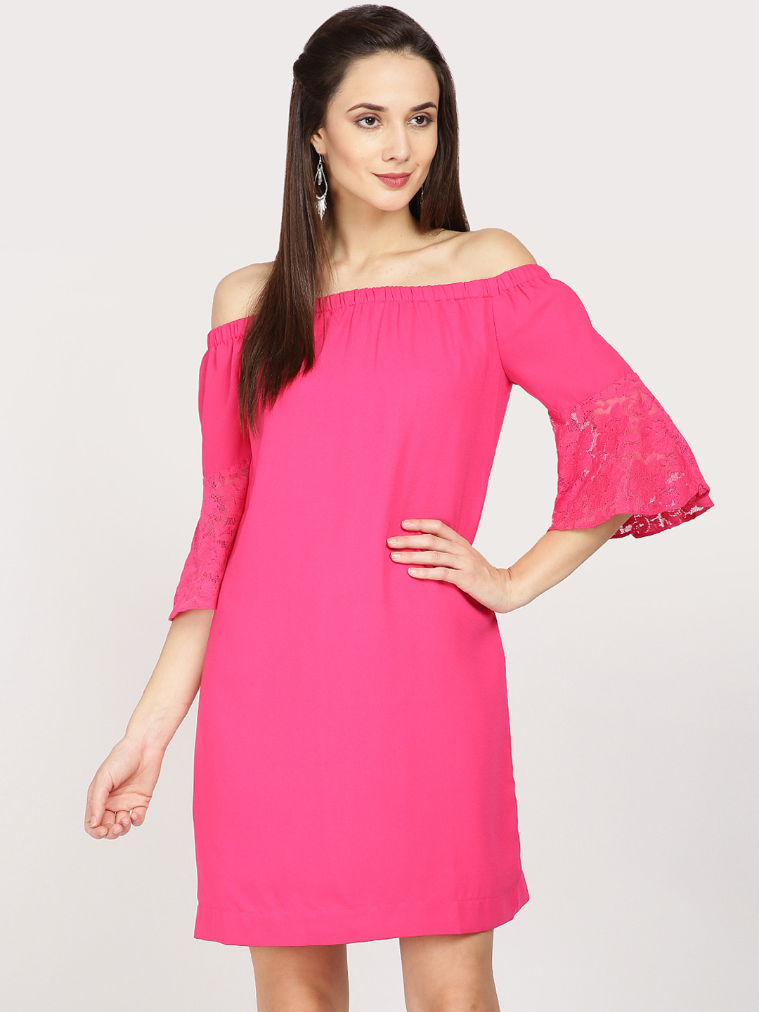 Gipsy Women Fitted Pink Self Design Sheath Dress