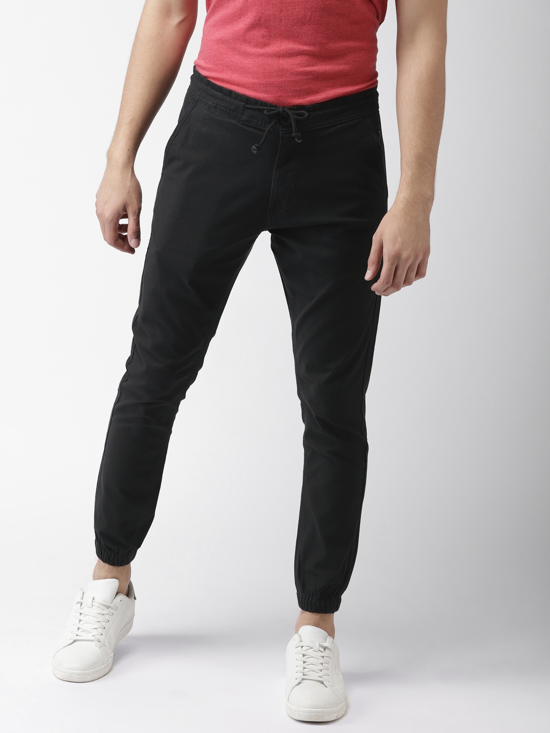 black cropped joggers mens