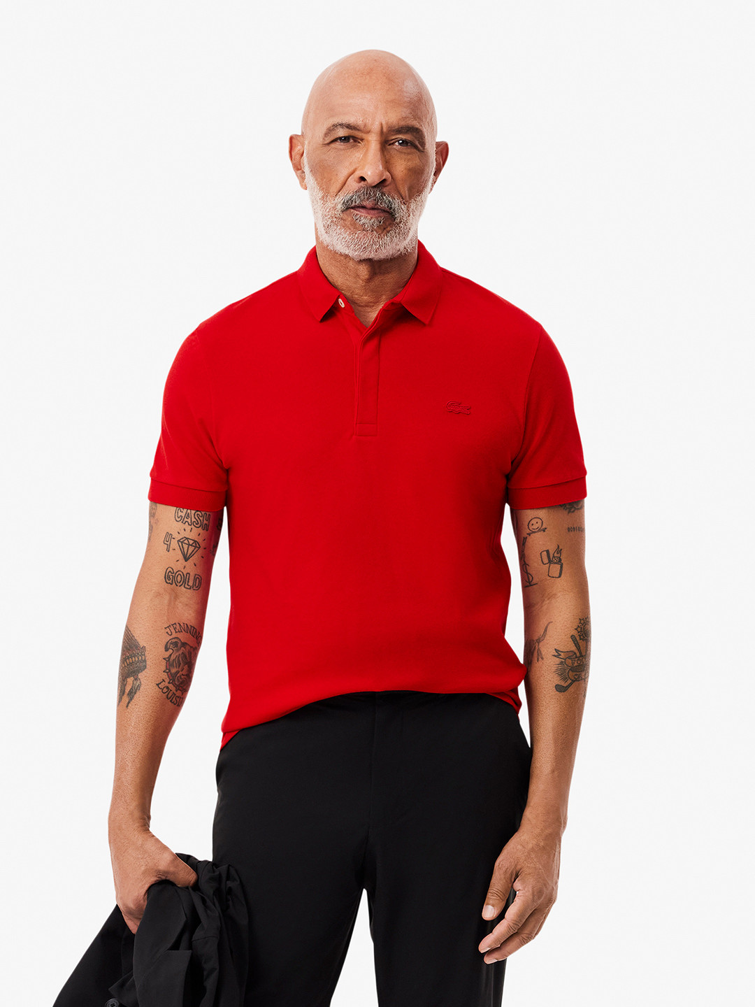Lacoste Men Red Solid Polo Collar T-shirt