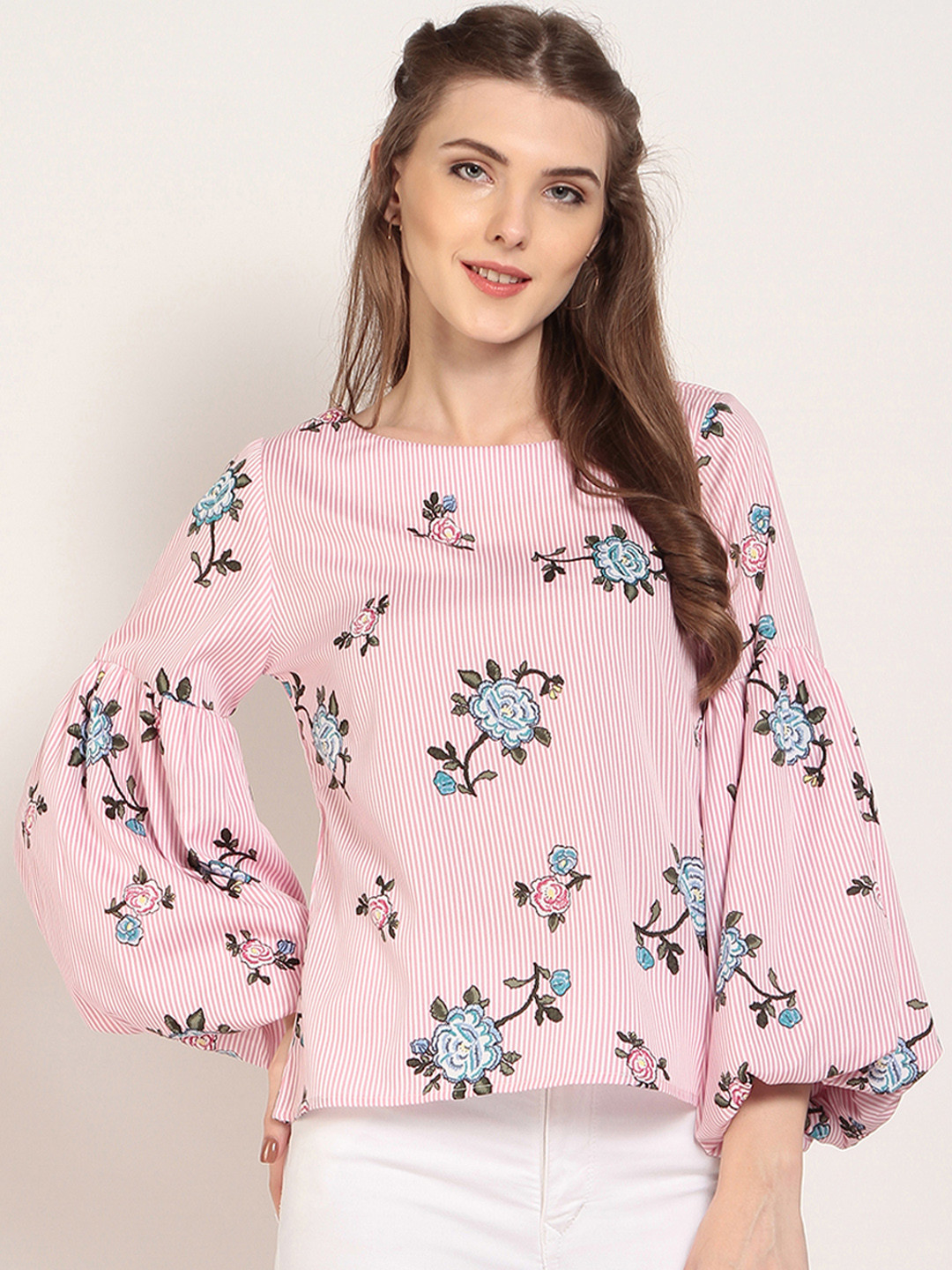 Marie Claire Women Pink Printed Boxy Top