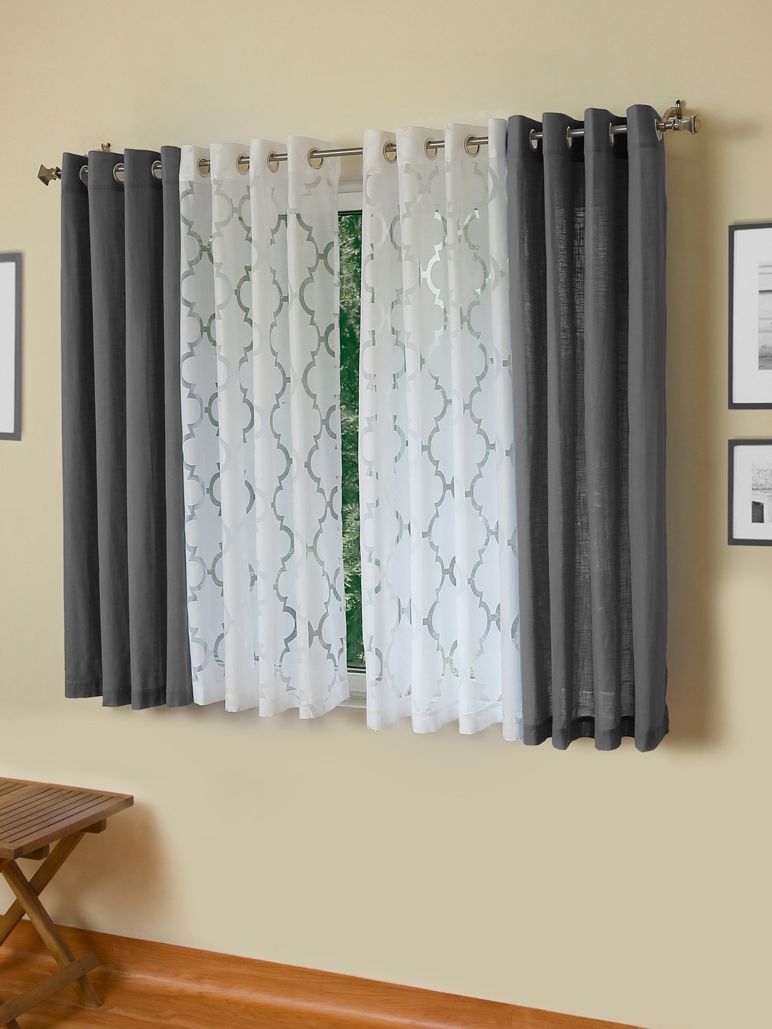 Buy Rosara Home Grey White Set Of 4 Window Curtains Curtains And Sheers For Unisex 5704055 Myntra