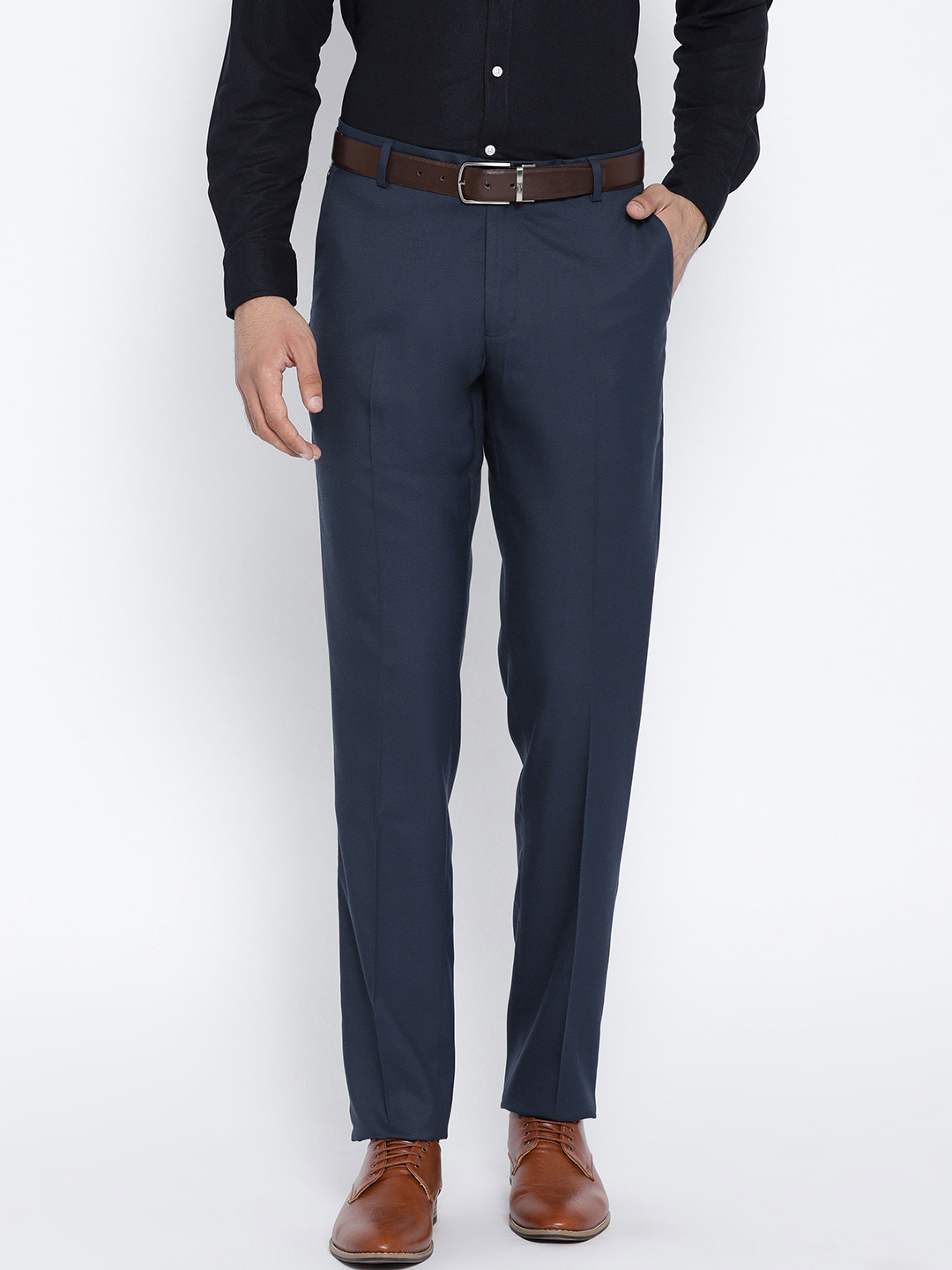 skinny navy blue trousers