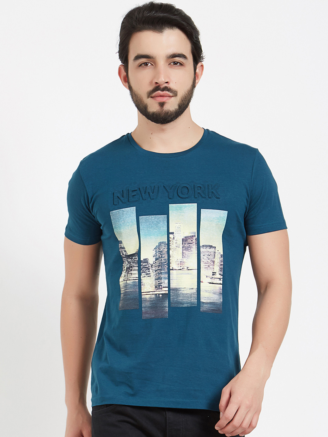 Buy FRITZBERG Men Teal Printed Round 