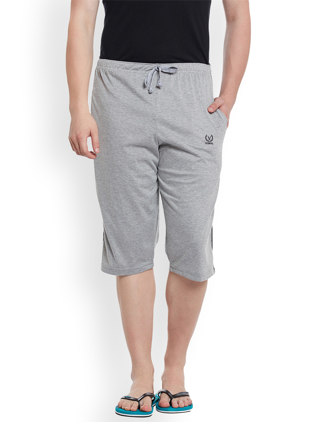 MACK JONNEY Men Grey Melange Solid Lounge Shorts C2-MELANGE001