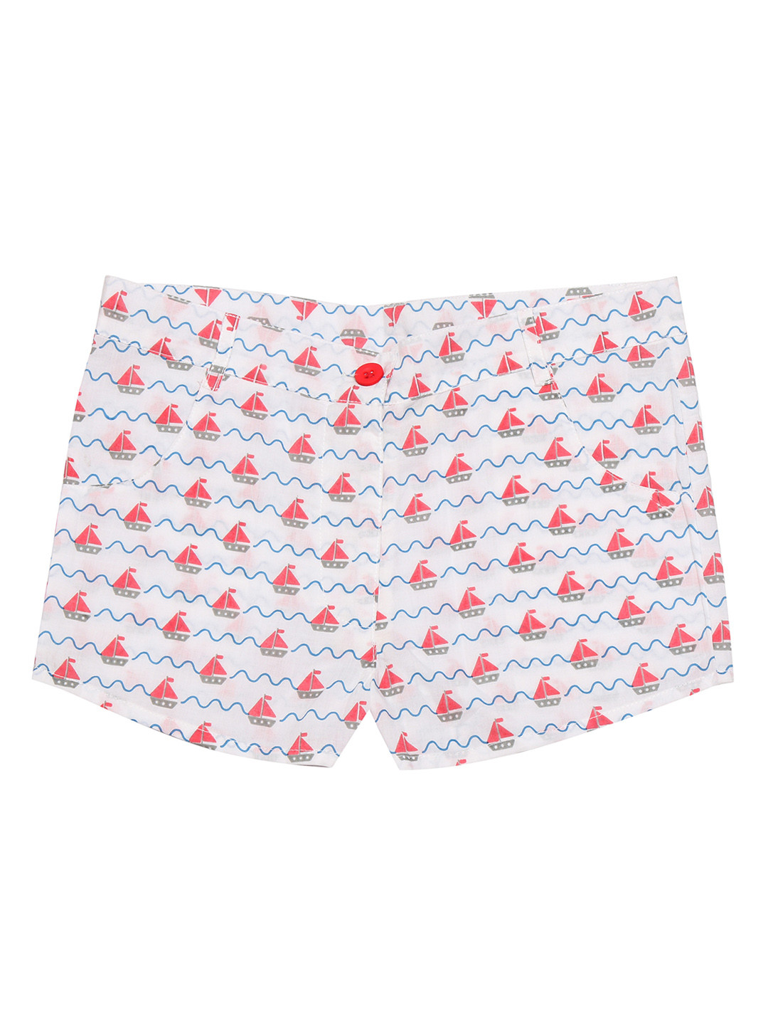 Nino Bambino Girls White Organic Cotton Printed Regular Fit Hot  Pants