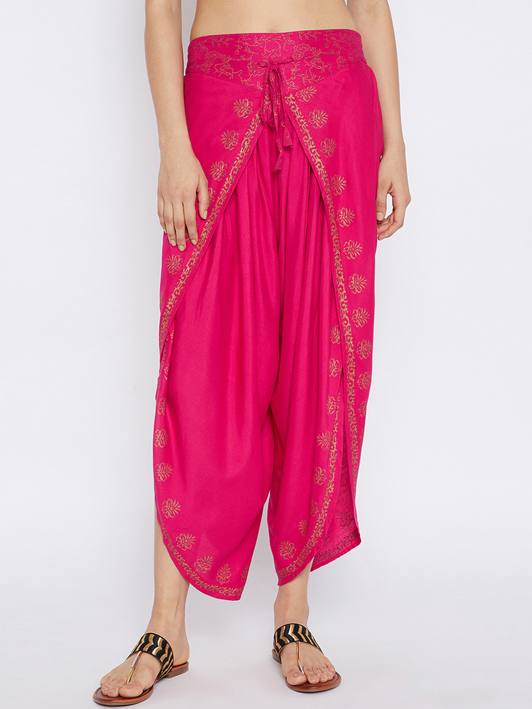 Pink Block Print Dhoti Pant - Dhotis 