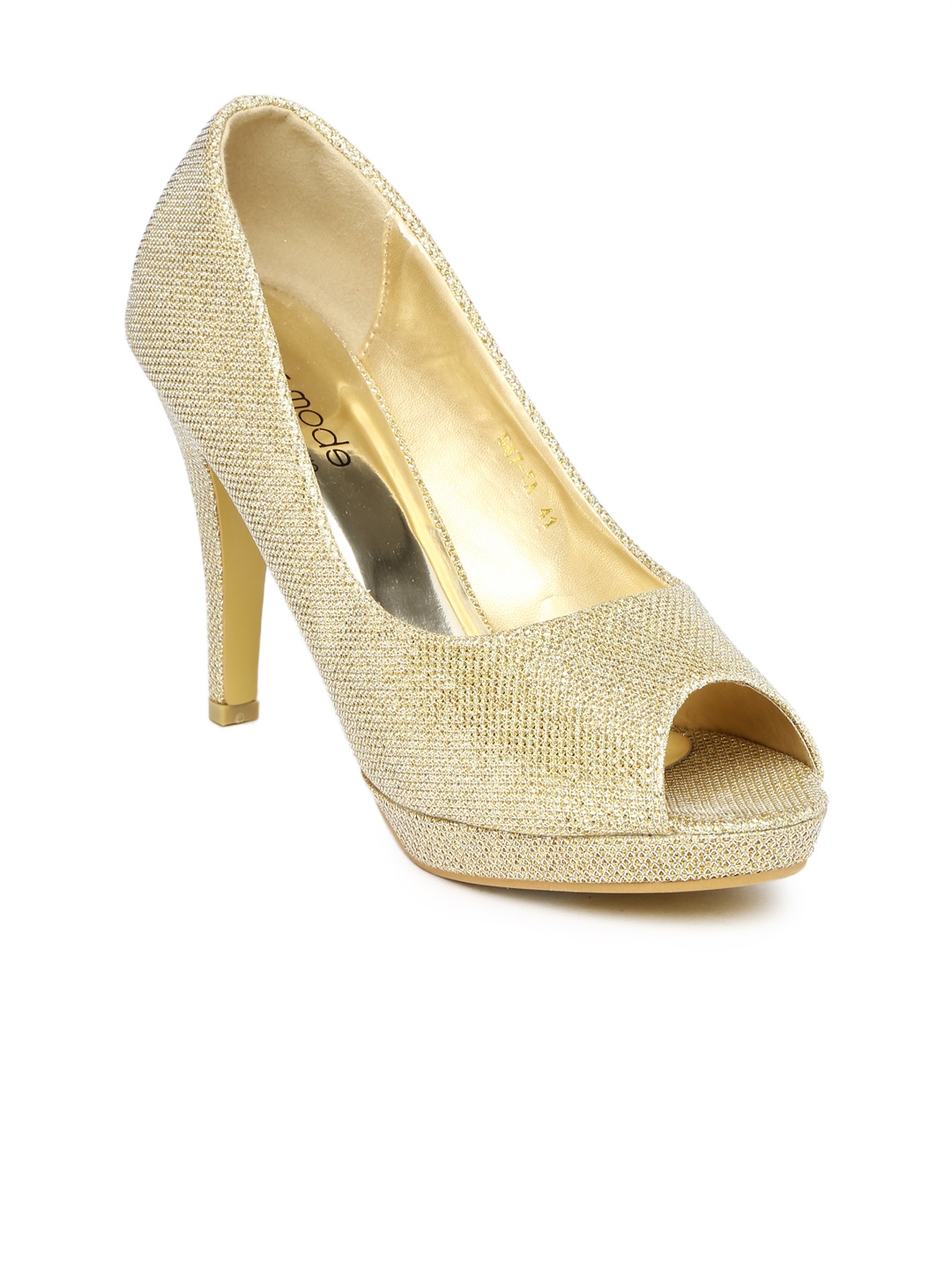 Buy Tresmode Women Gold Toned Peep Toes Heels for Women 580555