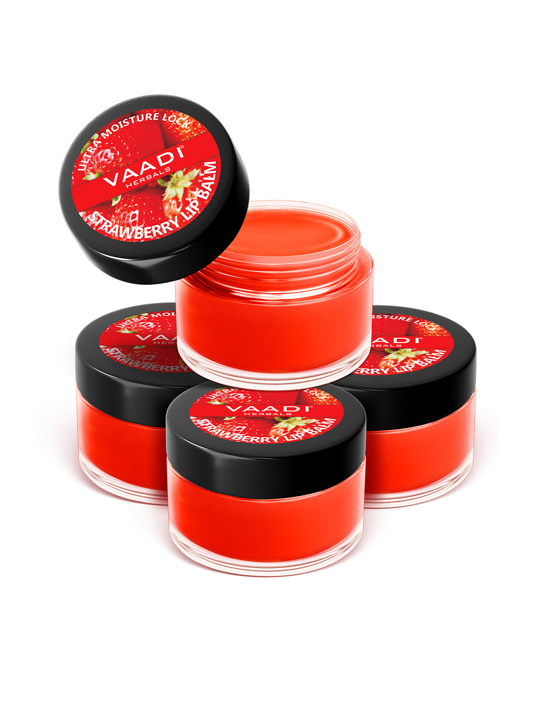 Vaadi Herbals Unisex Pack of 4 Strawberry & Honey Lip Balm 10 g each