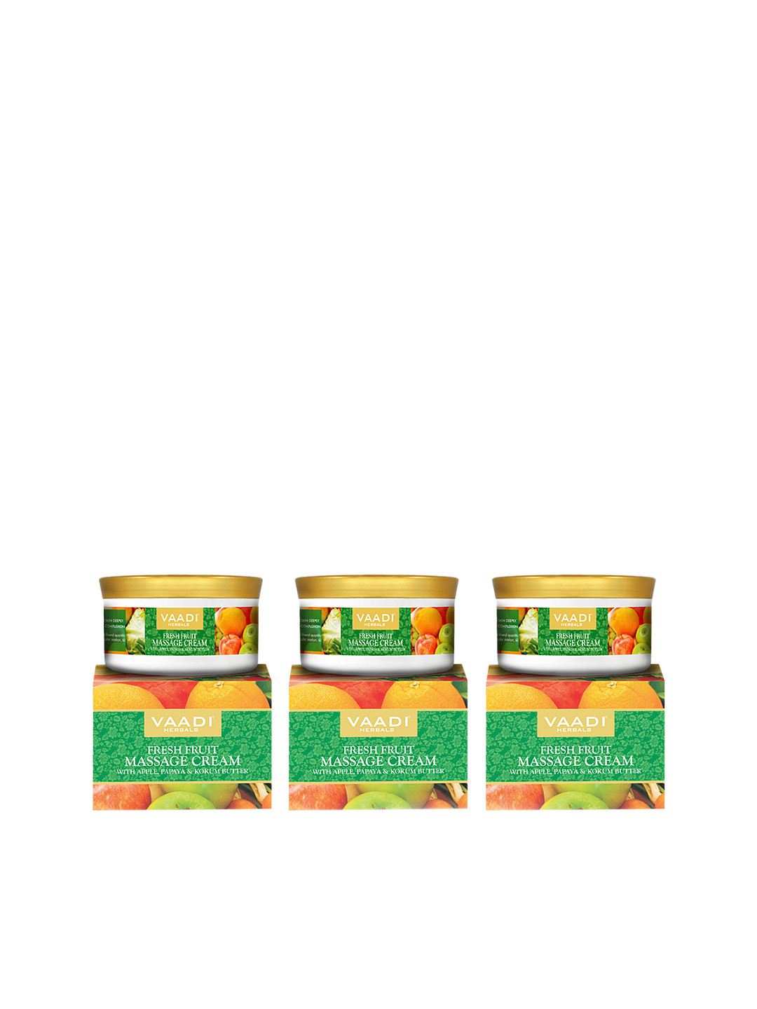 Vaadi Herbals Pack of 3 Unisex Fresh Fruit Apple, Papaya, Kokum Butter Massage Cream 450gm