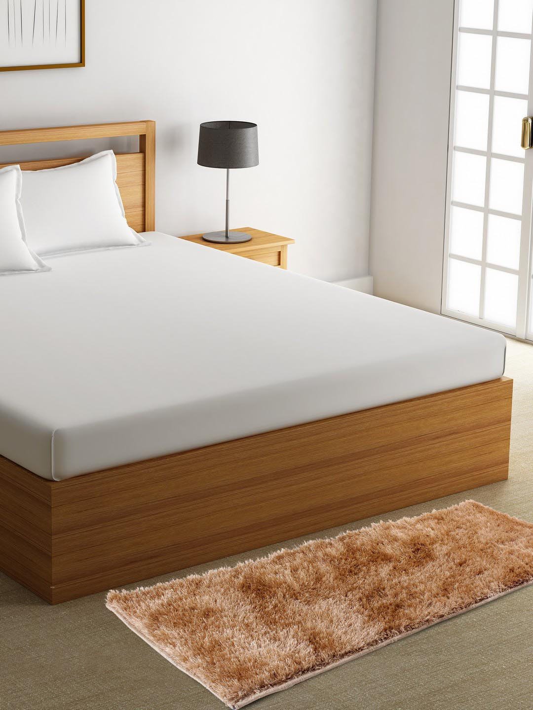 ROMEE Tan Brown Solid Floor Runner