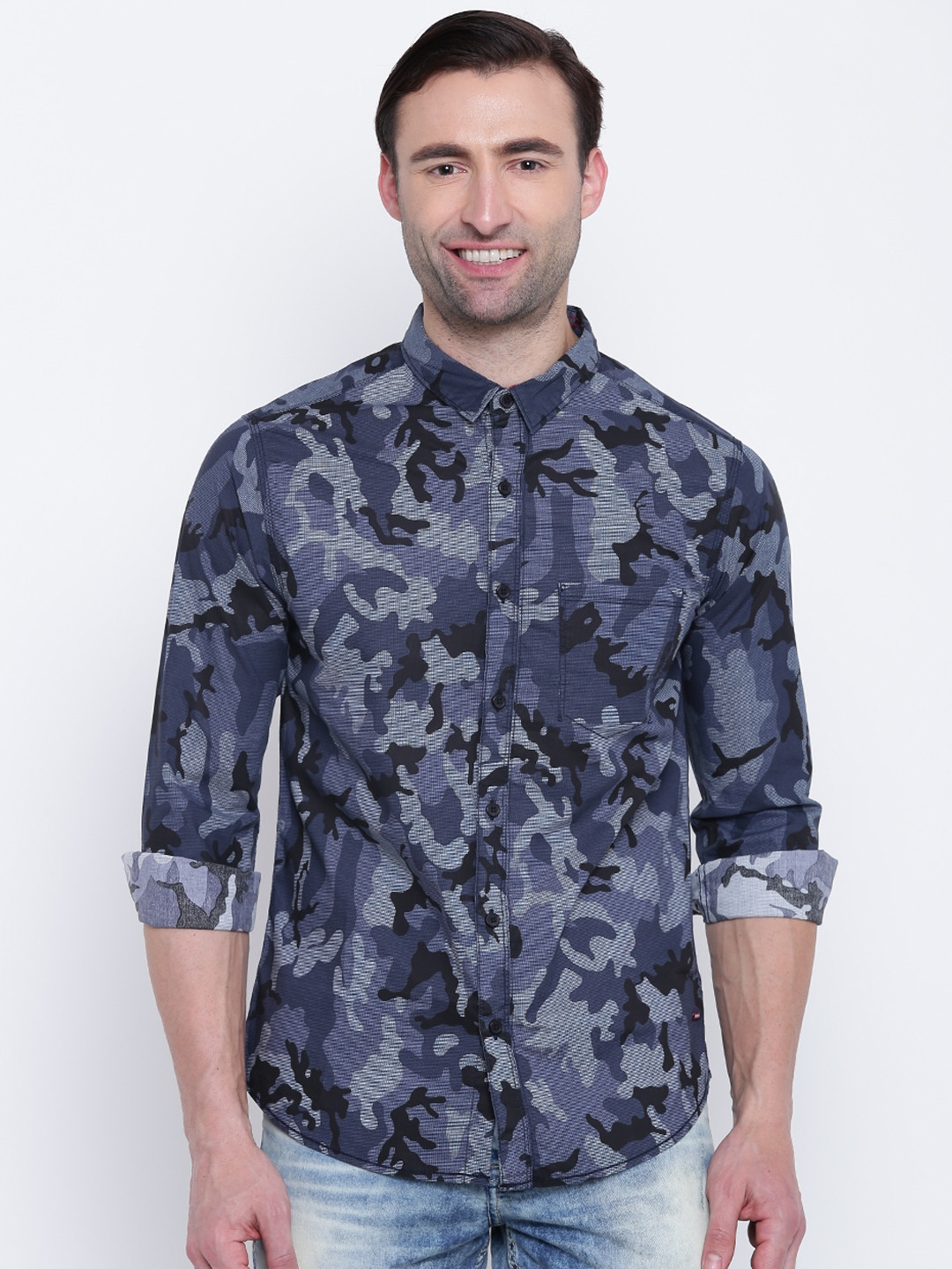 Buy SPYKAR Men Navy Blue \u0026 Black 