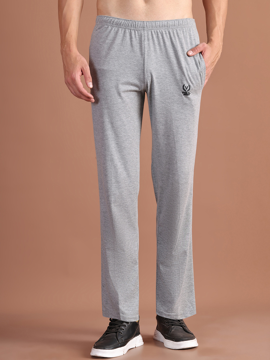 MACK JONNEY Grey Melange Solid Lounge Pants DD10MELANGE