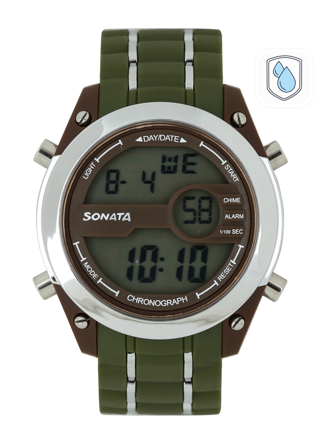 Buy Sonata Men Ocean Series Olive Brown Digital Watch 77034PP02