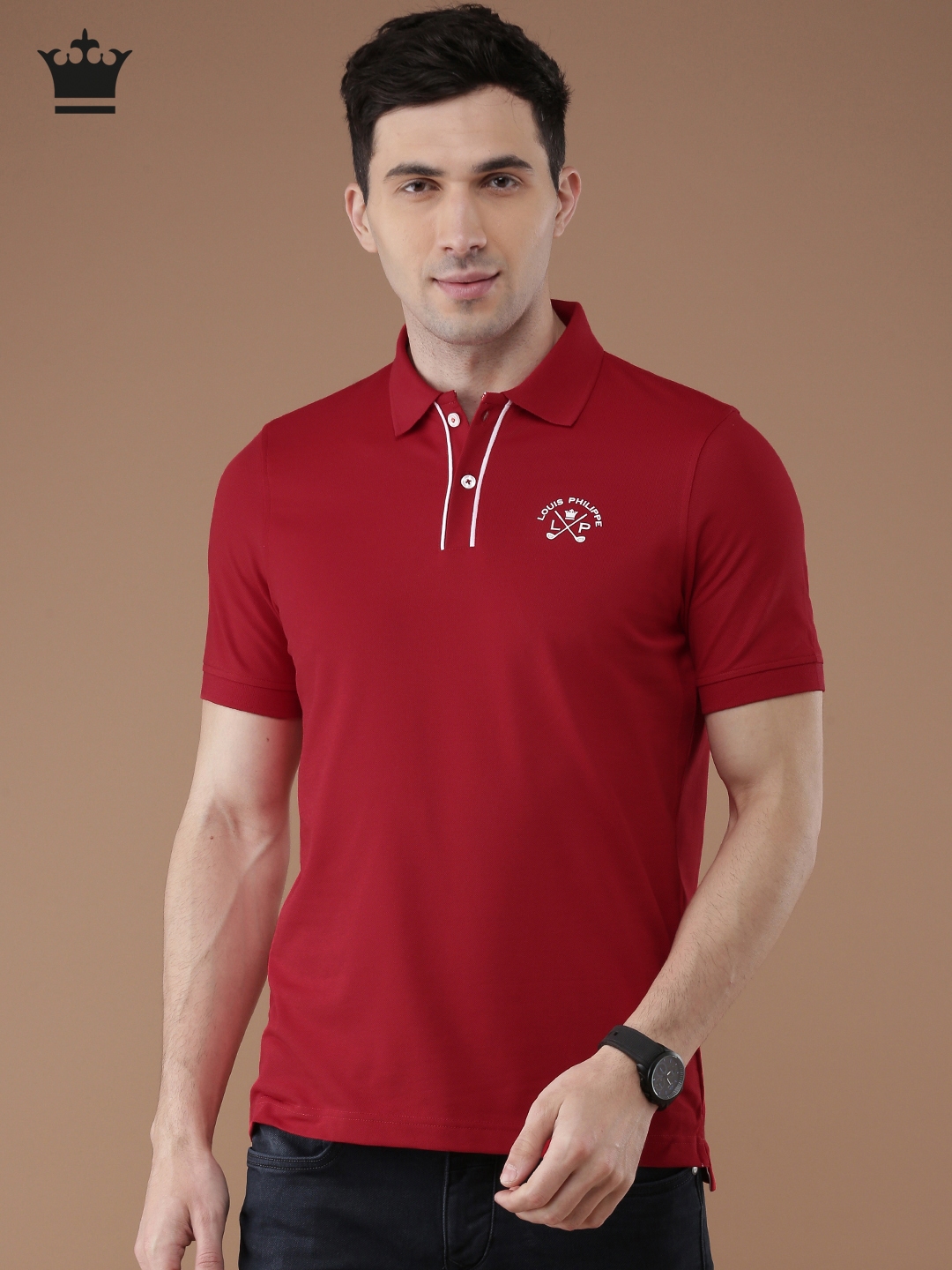 Louis Philippe Polo T-Shirts : Buy Louis Philippe Men Red Solid