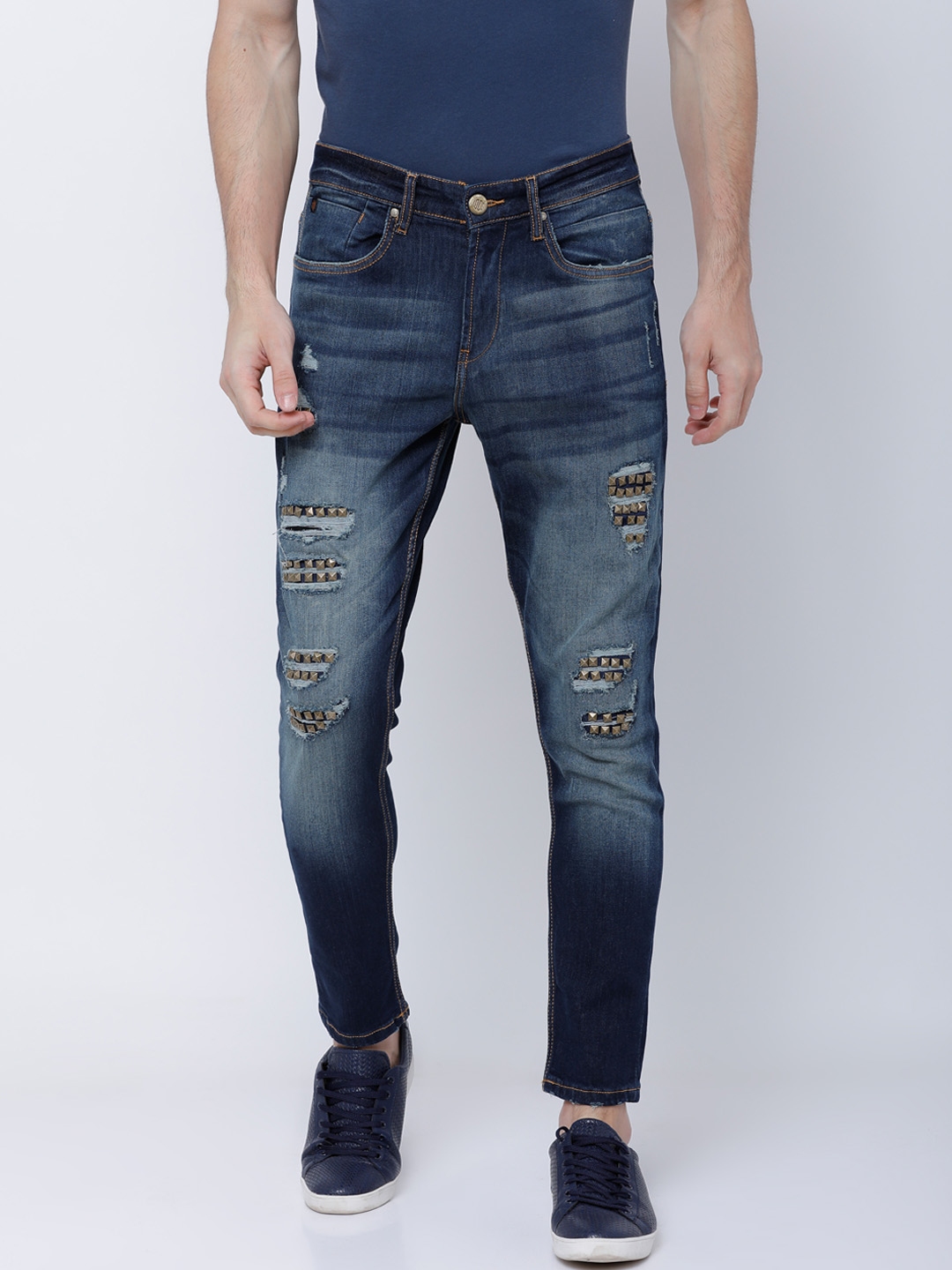 mens tapered distressed jeans