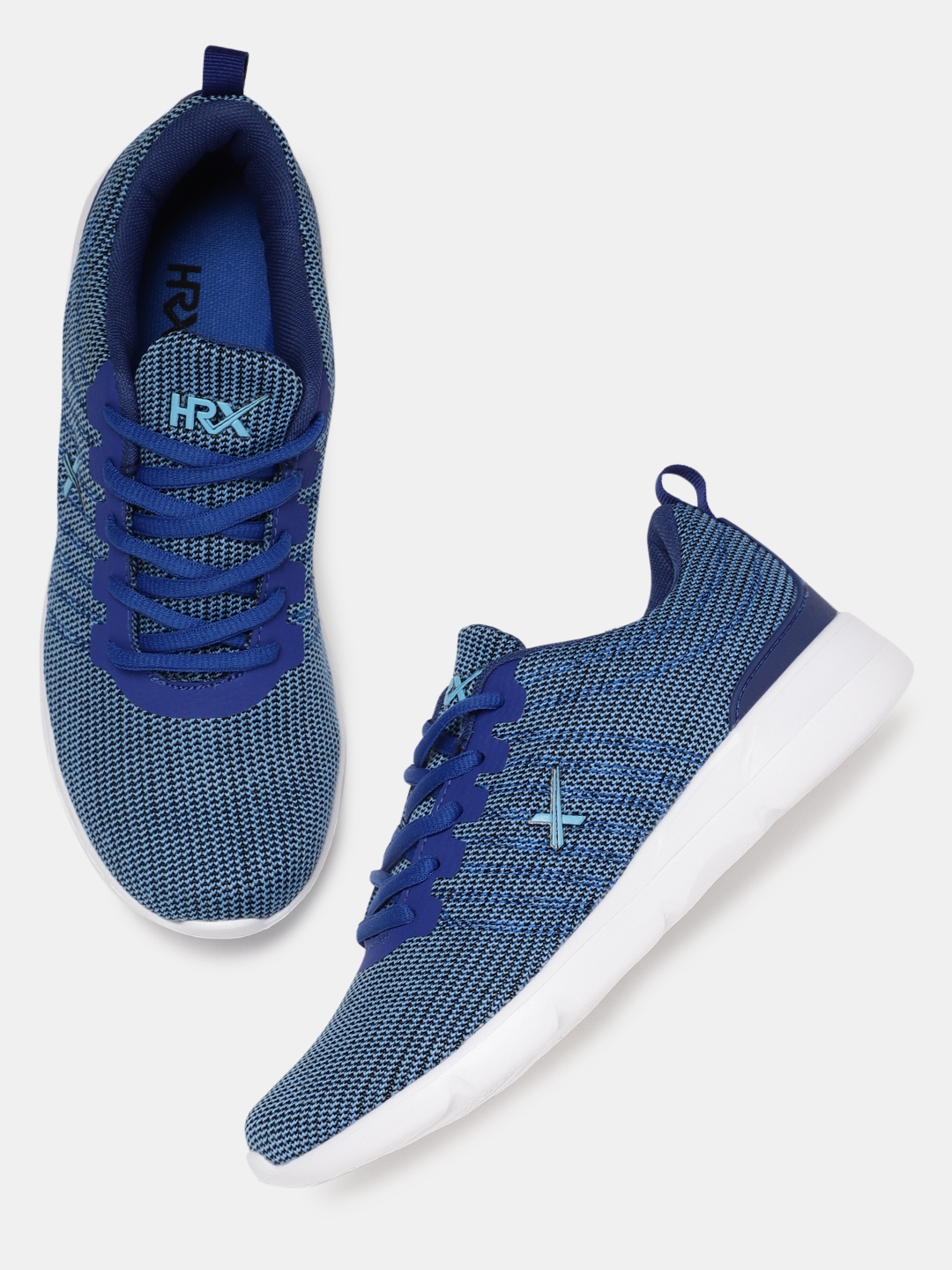 For 979/-(65% Off) HRX by Hrithik Roshan Women Blue Knit Run 1.0 Shoes at Myntra