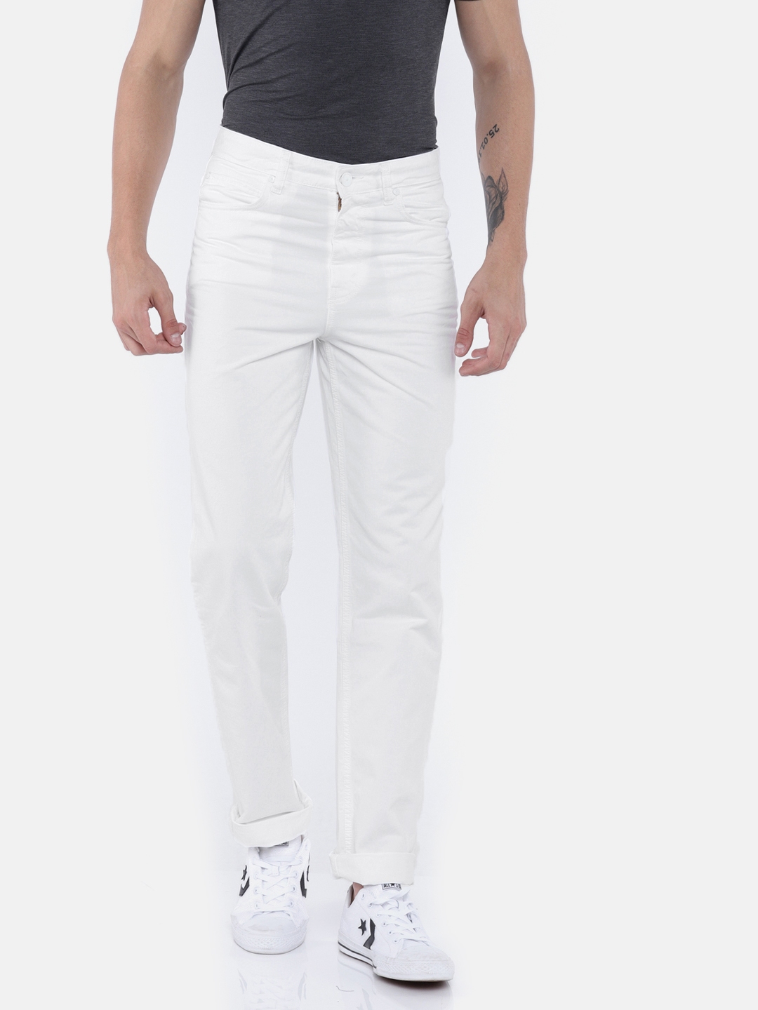 white jeans myntra