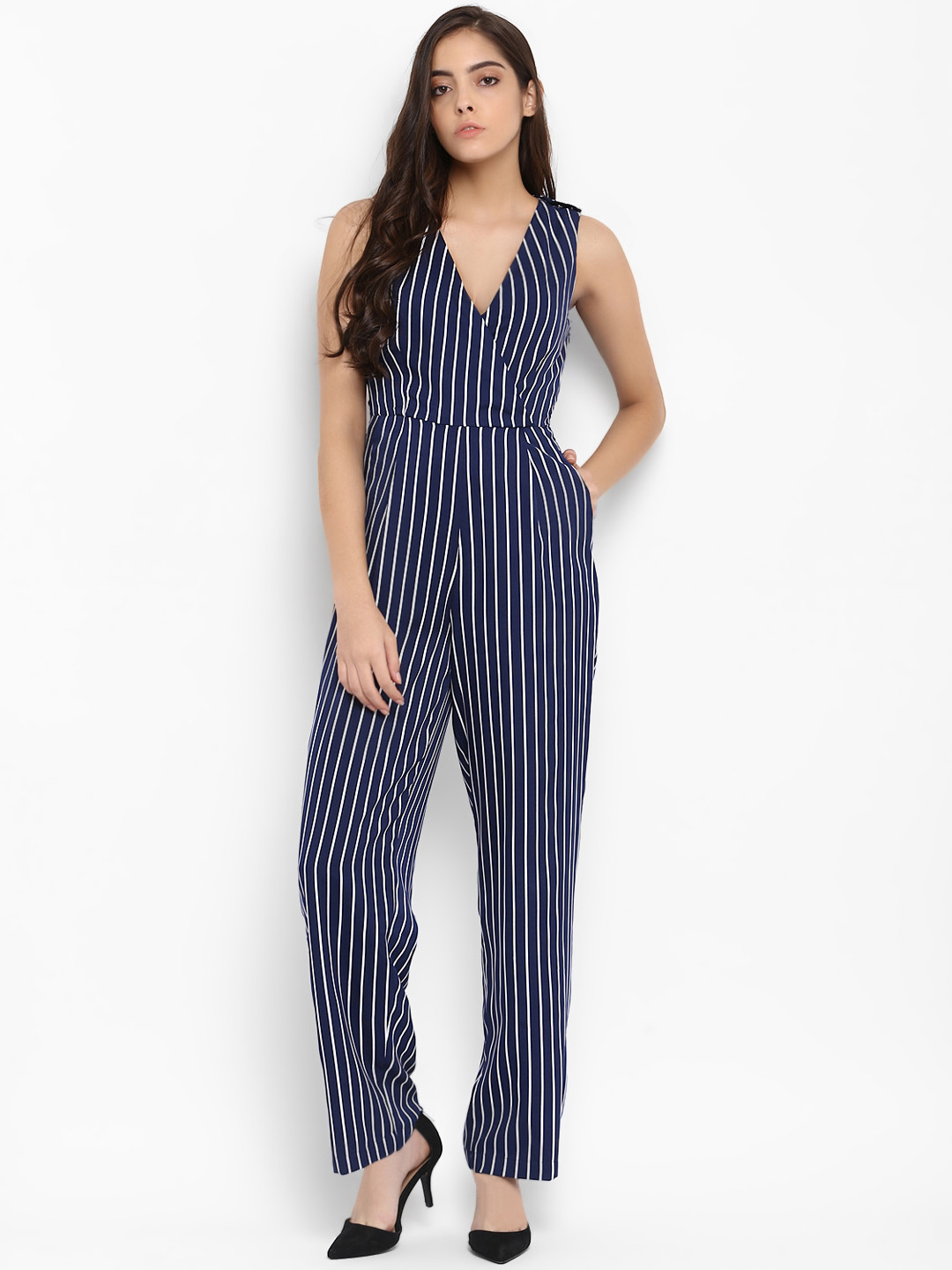 striped jumpsuit myntra
