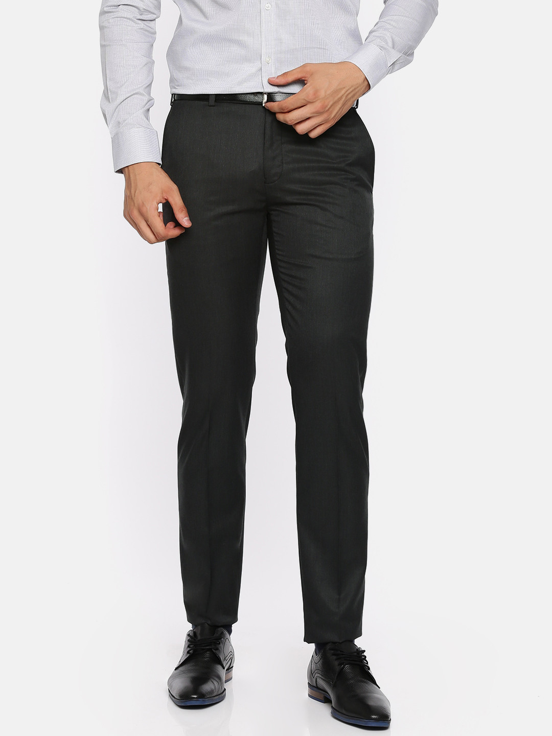 mens black slim leg trousers