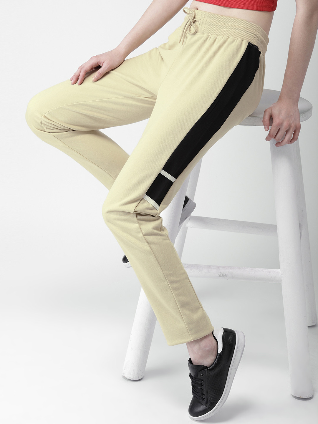 beige track pants womens