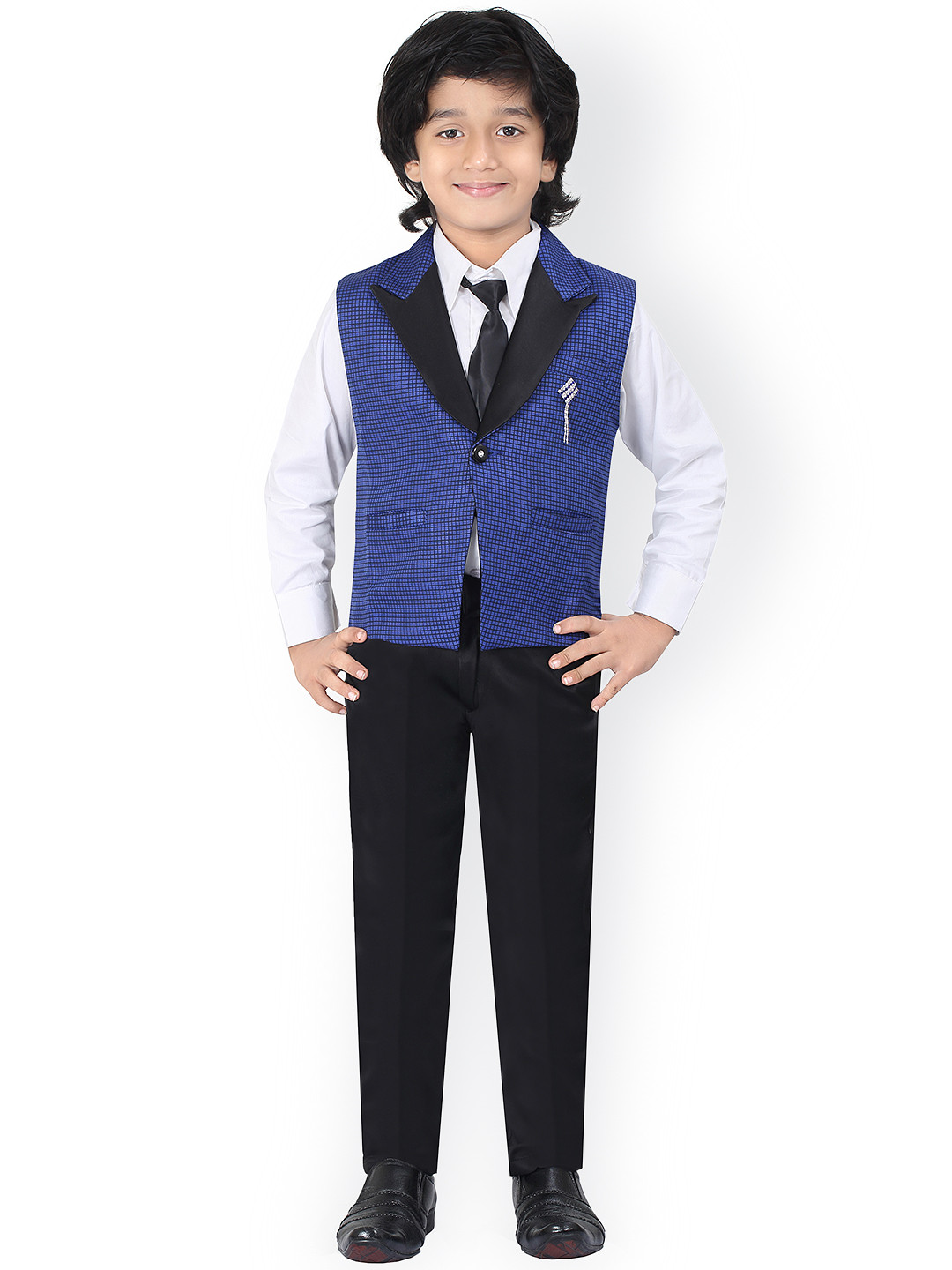 Jeetethnics Boys Navy Blue & Black Suit